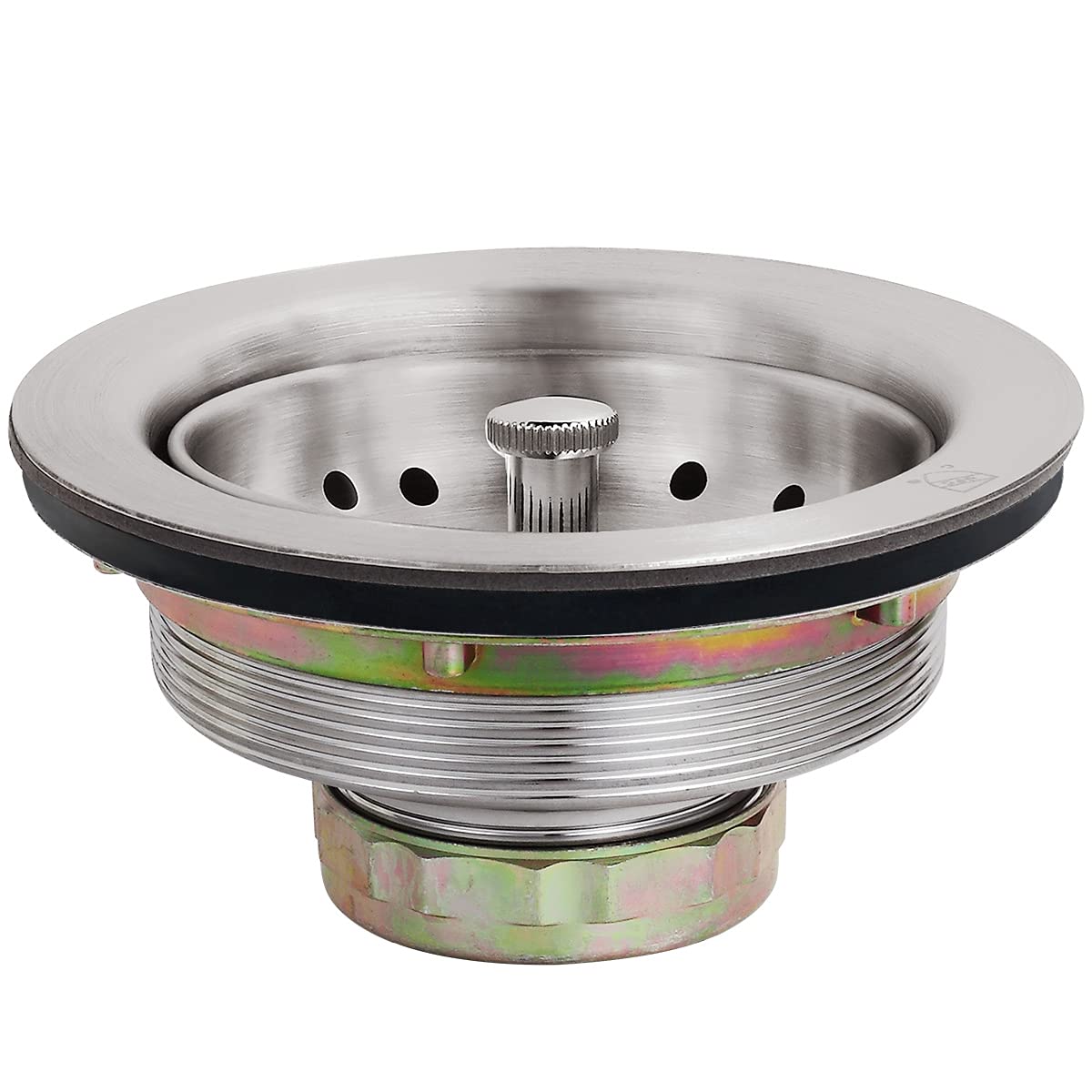 Eadot 3-1/2 Inch Brushed Nickel Kitchen Sink Drain Assembly With Strainer Basket Stopper, Stainless Steel Kitchen Sink Drain Str