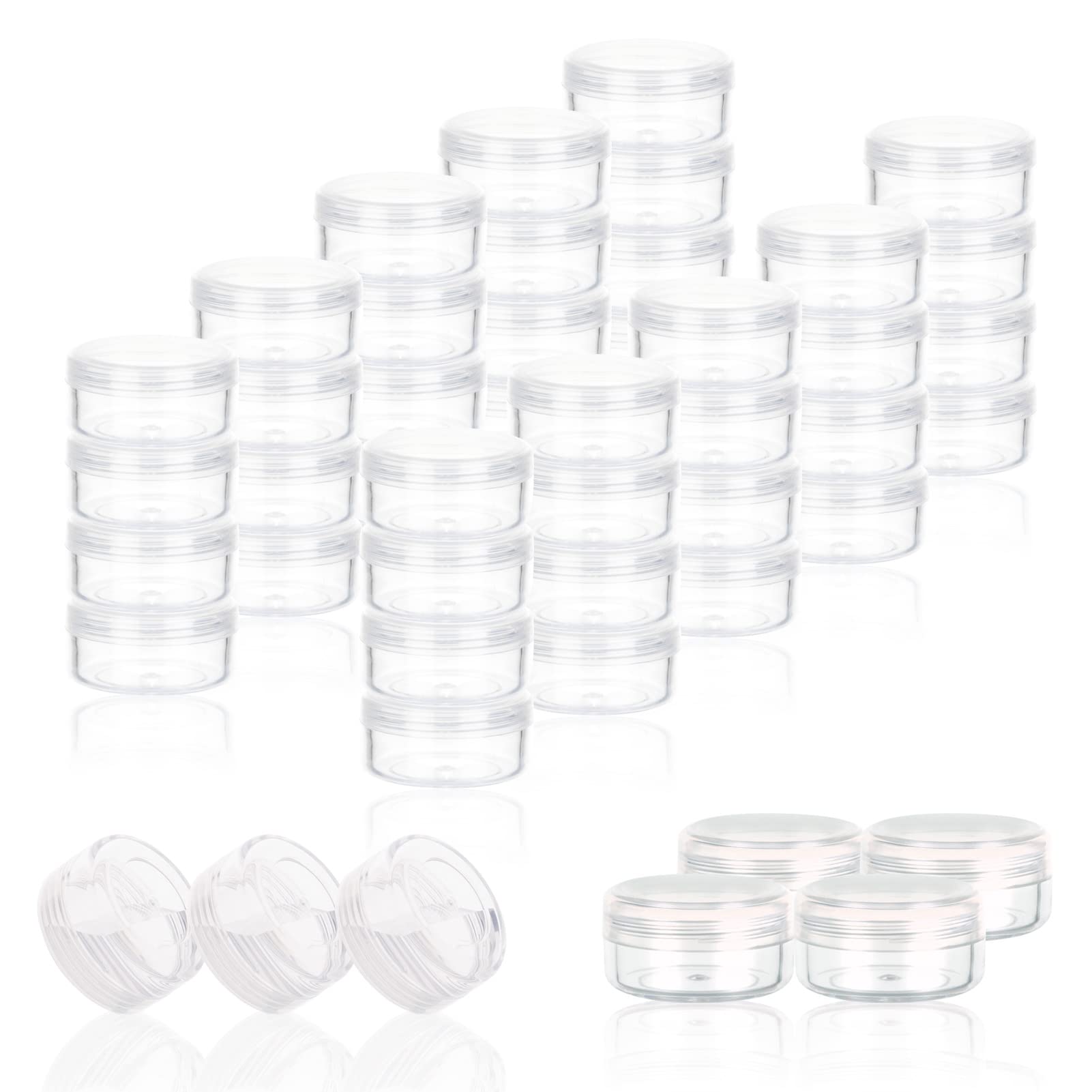 Zejia 3 Gram Sample Containers With Lids, 50 Count Tiny Sample Jars, 3Ml Makeup Cosmetic Containers For Lip Balms, Lotion, Powde