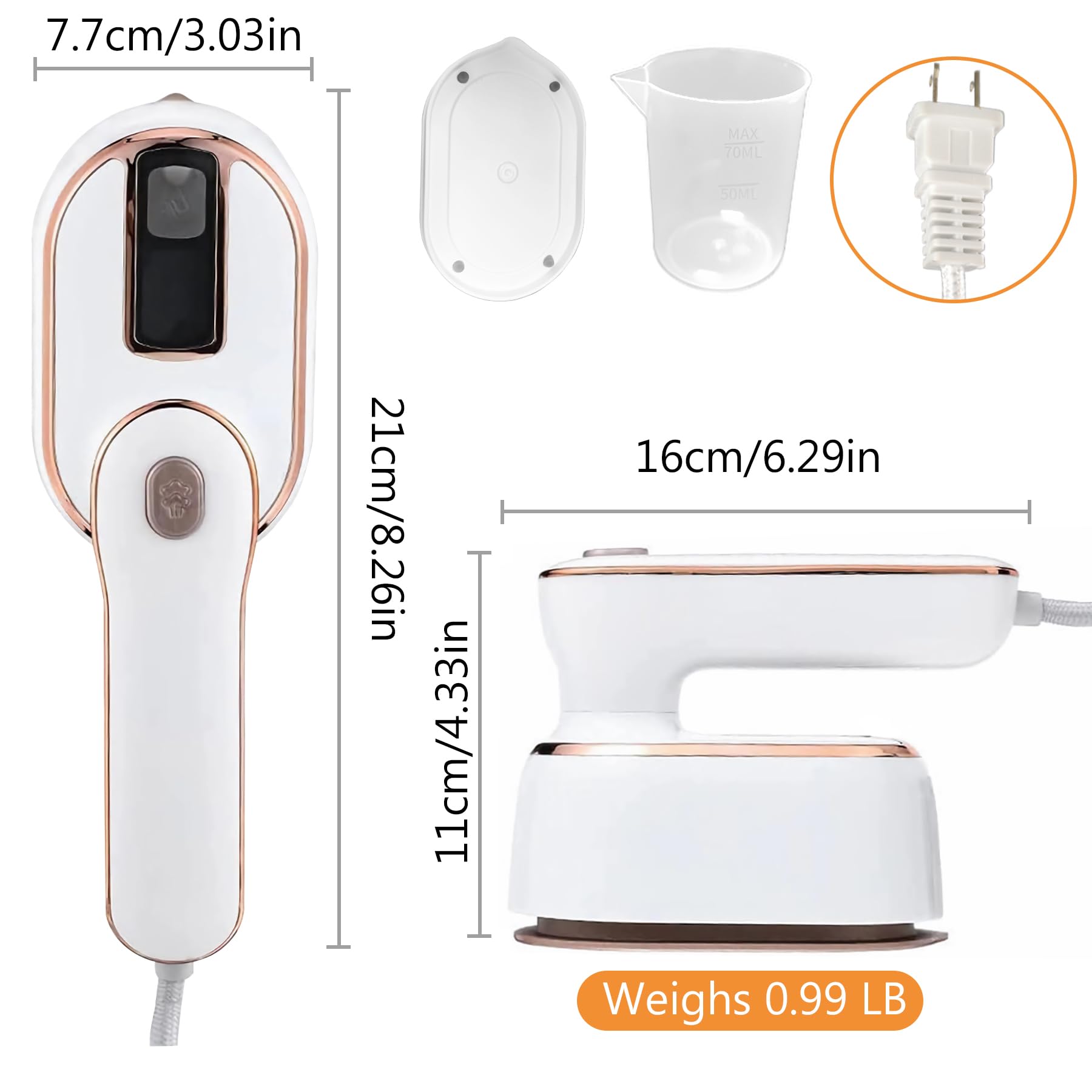 Steamer Iron,Handheld Clothing Steamer Travel Mini,Portable Steamer For Clothes,180 Rotatable,Ironing & Steaming 2 In 1,Dorm Roo