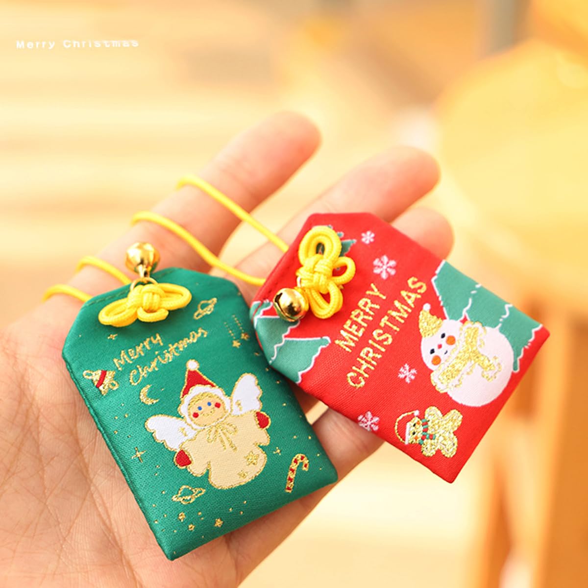 Japanese Omamori Christmas Elements Santa Claus Little Angels/Snowman Blessing Bag for Good Luck Christmastree Hanging Decoratio