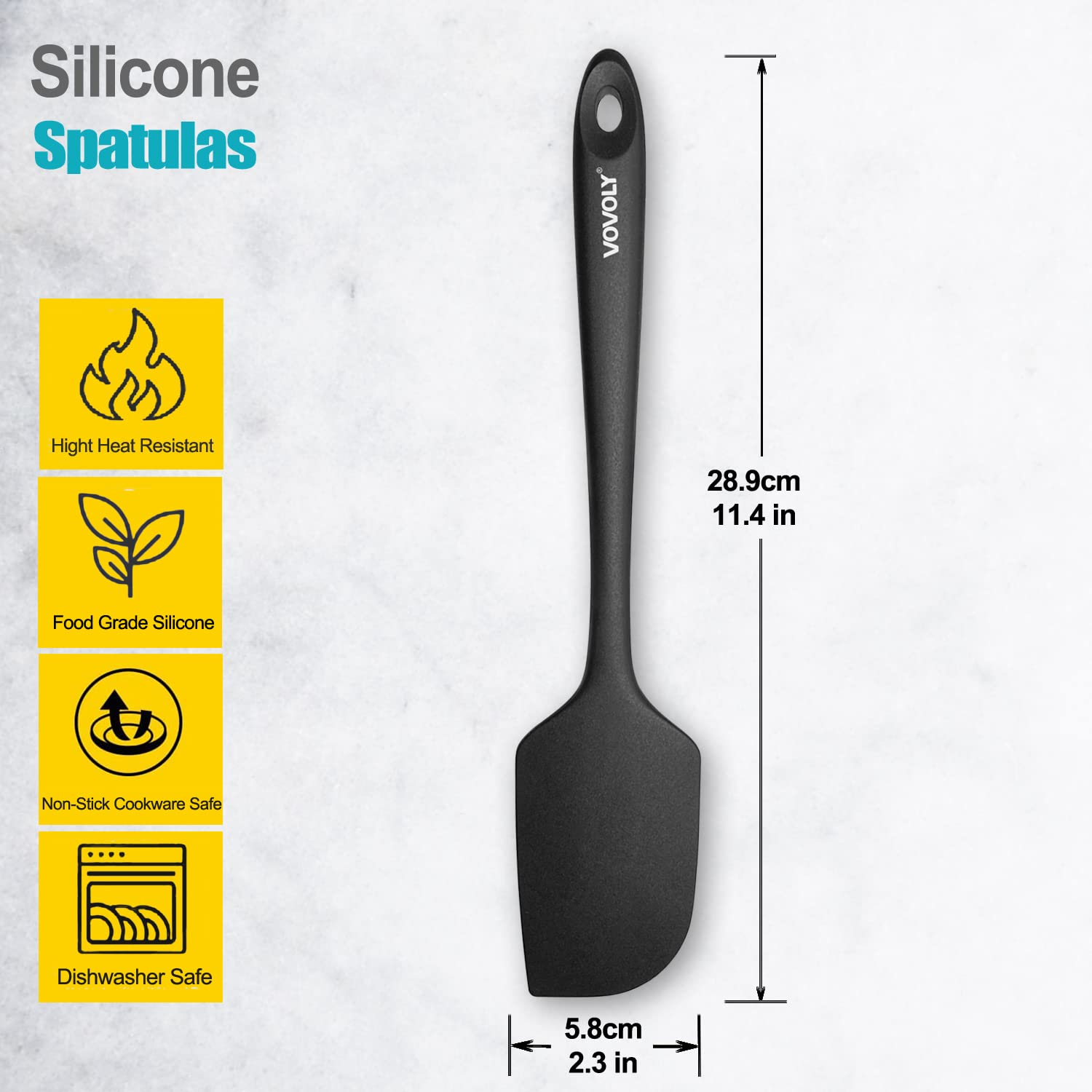 3 Pack Large Silicone Spatula For Kitchen,600F Heat Resistant Rubber Spatulas For Baking,Cooking, Scraping,And Mixing,Non Stick