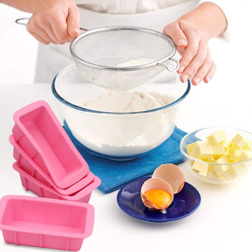Baker Depot Silicone Mini Bread Loaf Pans For Baking Nonstick Small Toast Cake Bakeware 6.5 Inch Rectangle Mould Diy Handmade So