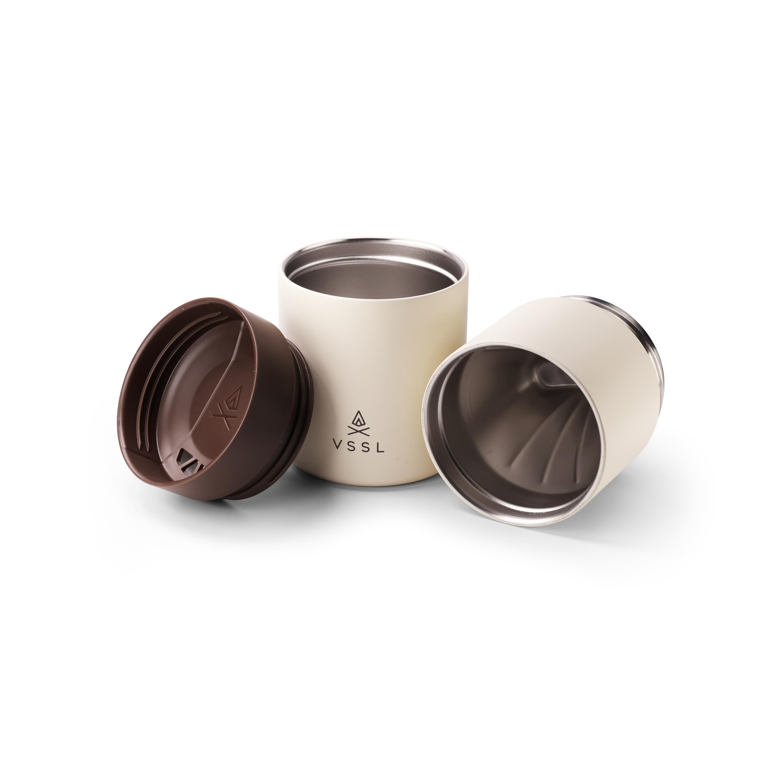 Vssl Nest Pour Over Coffee Kit, Transportable And Compact Pour Over Kit With Two 10 Oz Double Walled Mugs, Cream
