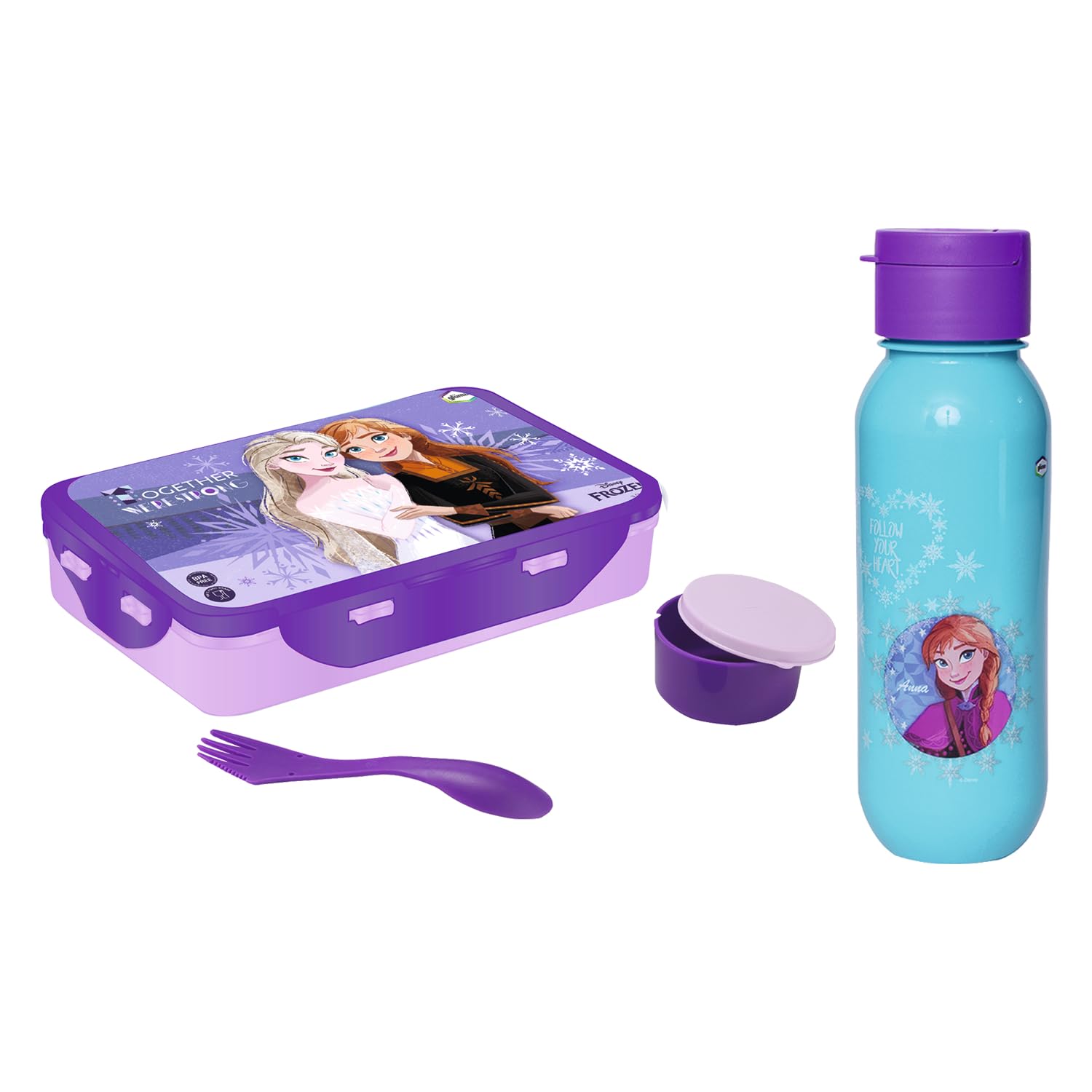 Gluman School Lunch Box Water Bottle Combo For Kids | Disney Frozen Character Printed Steel Insulated Snack Pack Lunch Box (700 