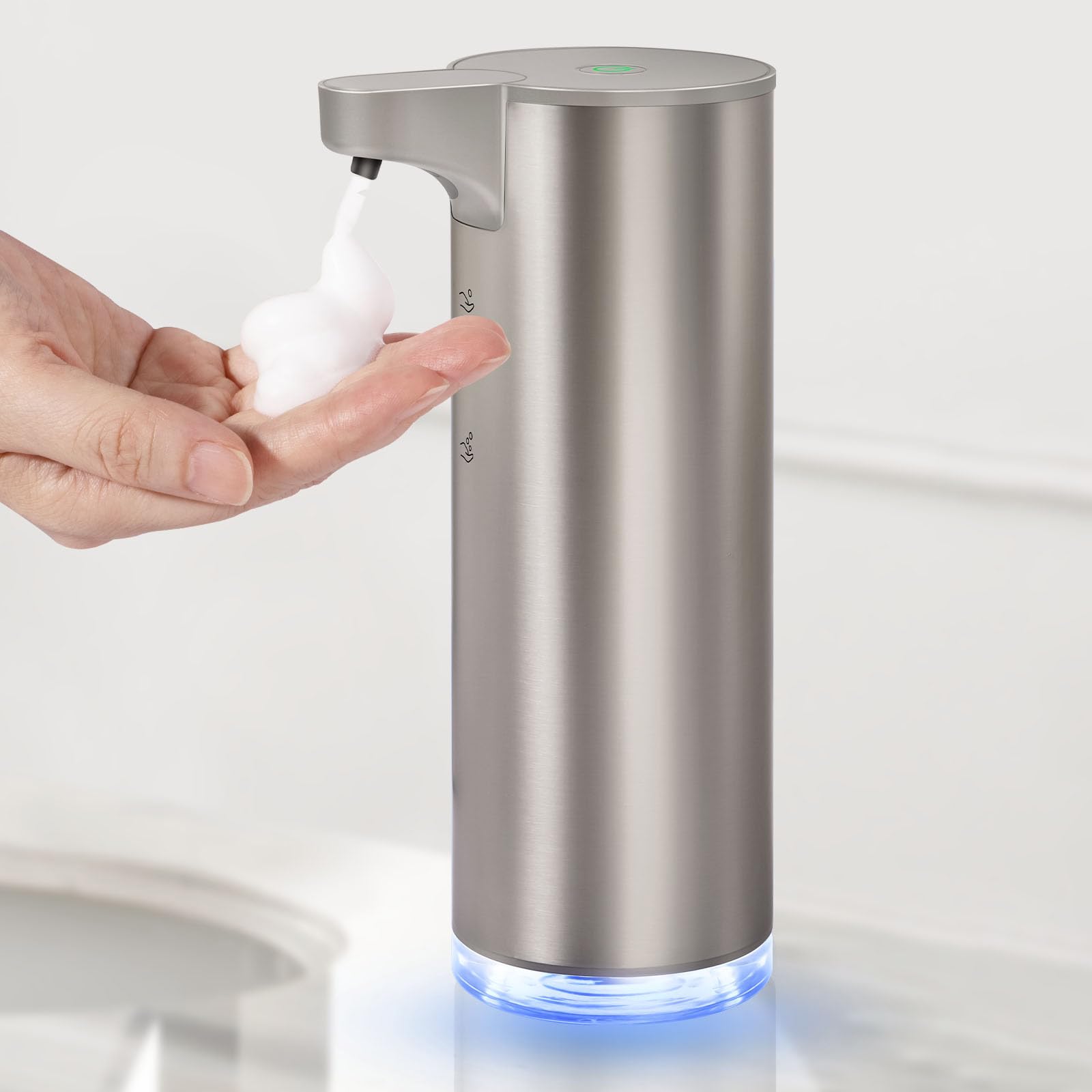 Automatic Foaming Soap Dispenser, Rechargeable Touchless Foam Hand Soap Dispenser For Bathroom, Stainless Steel Soap Pump For Ki