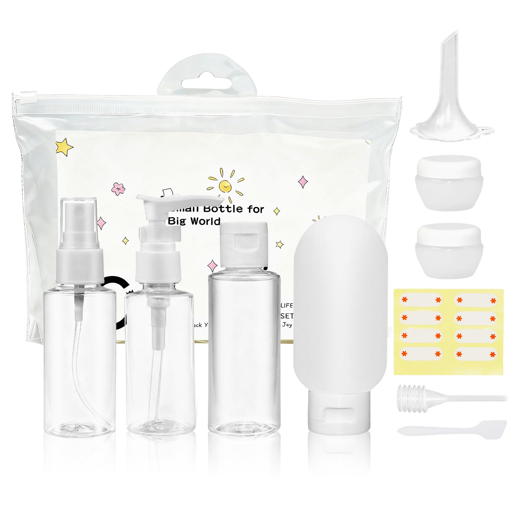 Vitog Travel Bottles Kit, TSA Approved Leak Proof Portable Toiletry Containers Set, Clear PET Flight Size Cosmetic Containers fo