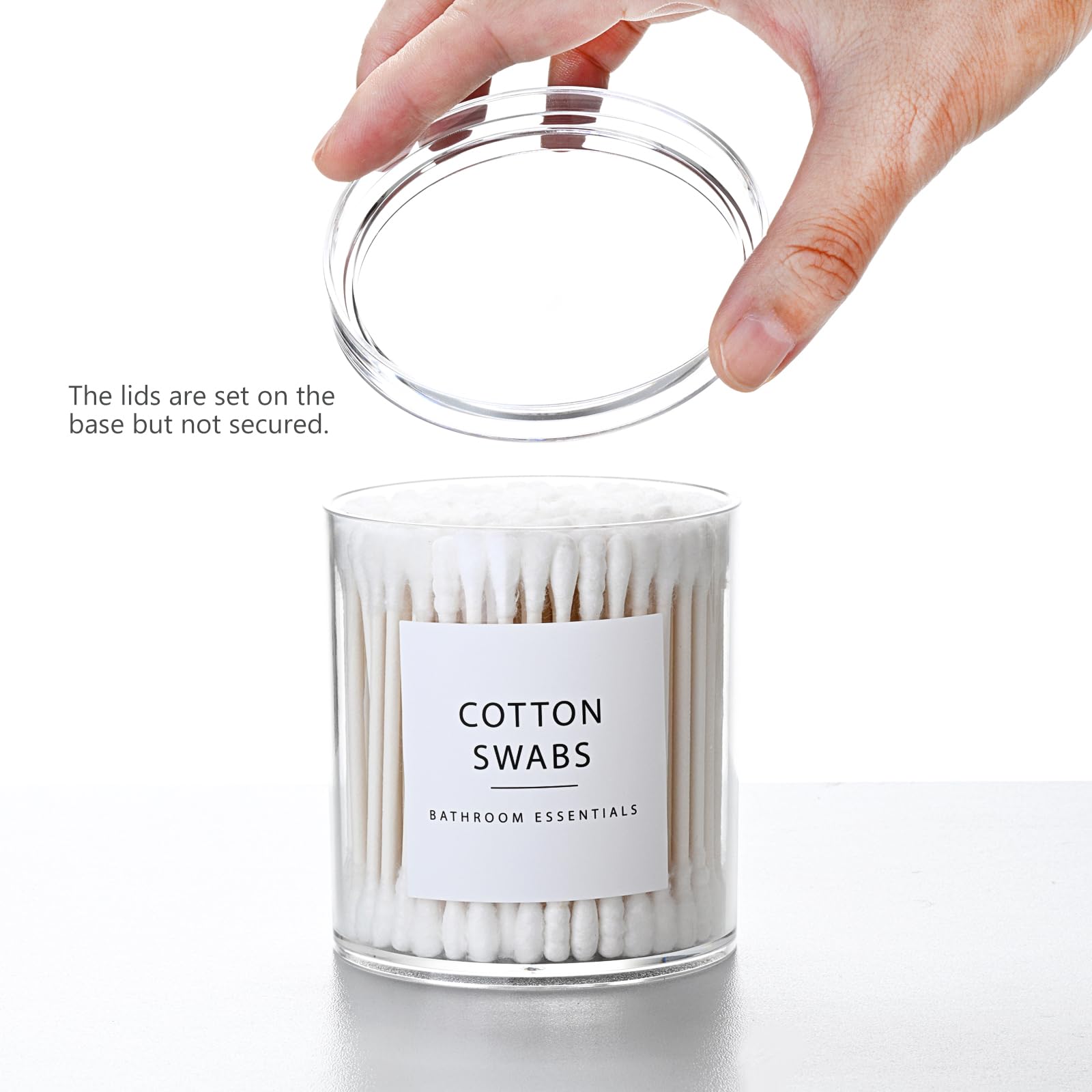 Sheechung 2 Pack Qtip Holder Stackable Plastic Apothecary Jars With Storage Lids Clear Bathroom Accessories For Storage And Orga