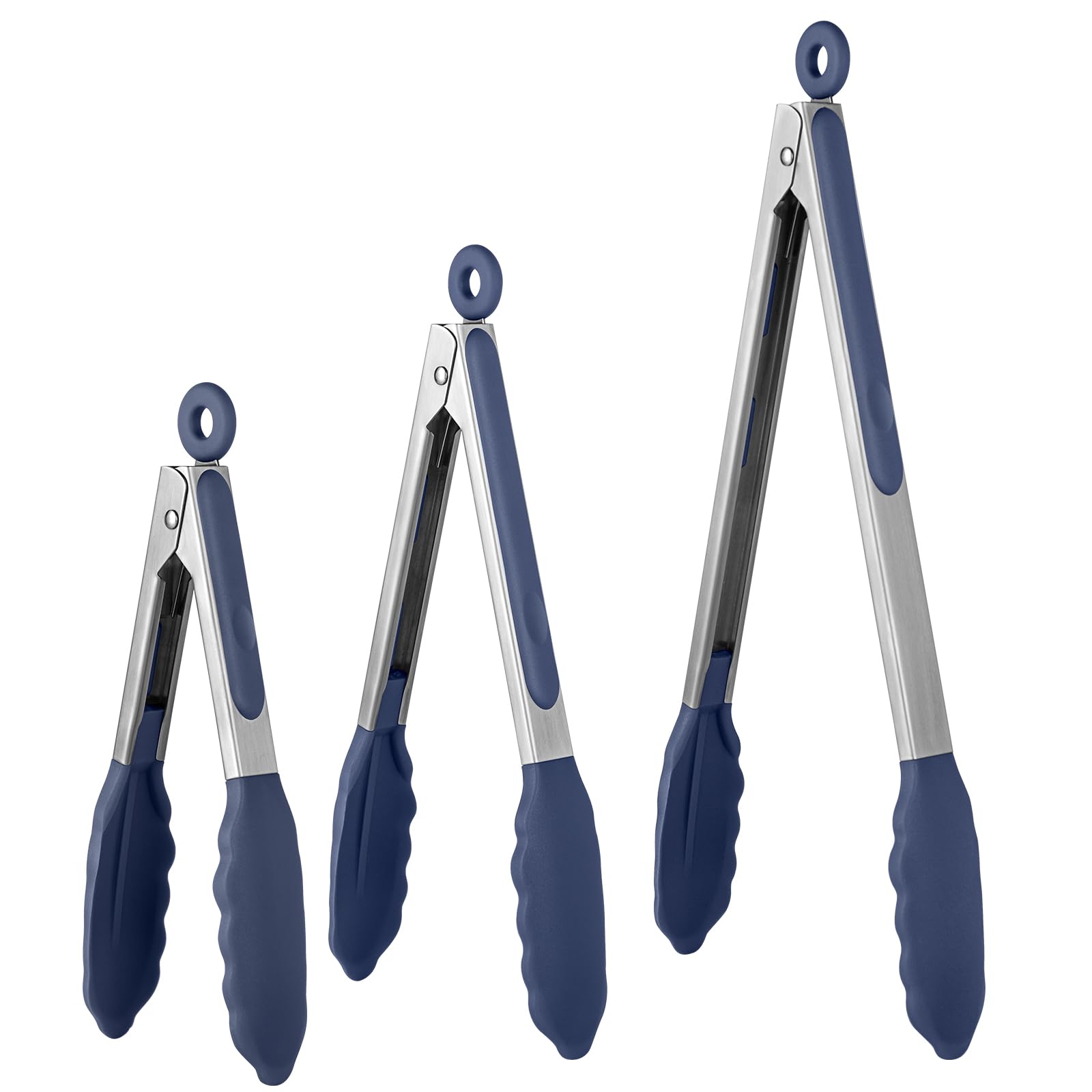 600F Heat Resistant Kitchen Tongs: U-Taste 7/9/12 Inch Silicone Cooking Tong Set With Non Stick Rubber Tips And Silicon Coated 1