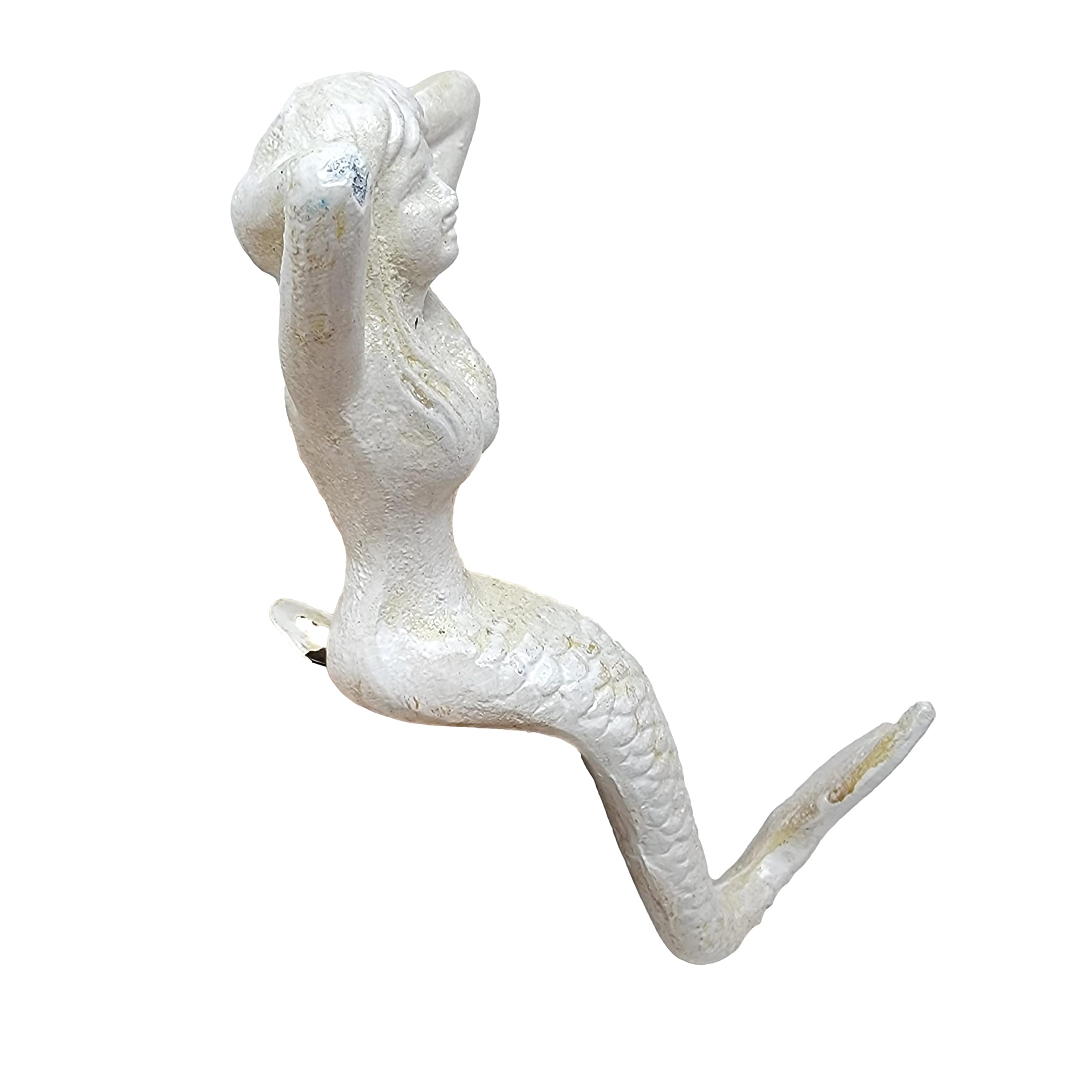 MY SWANKY HOME Mermaid Coastal White Iron Stocking Holder | Cottage Beach Christmas