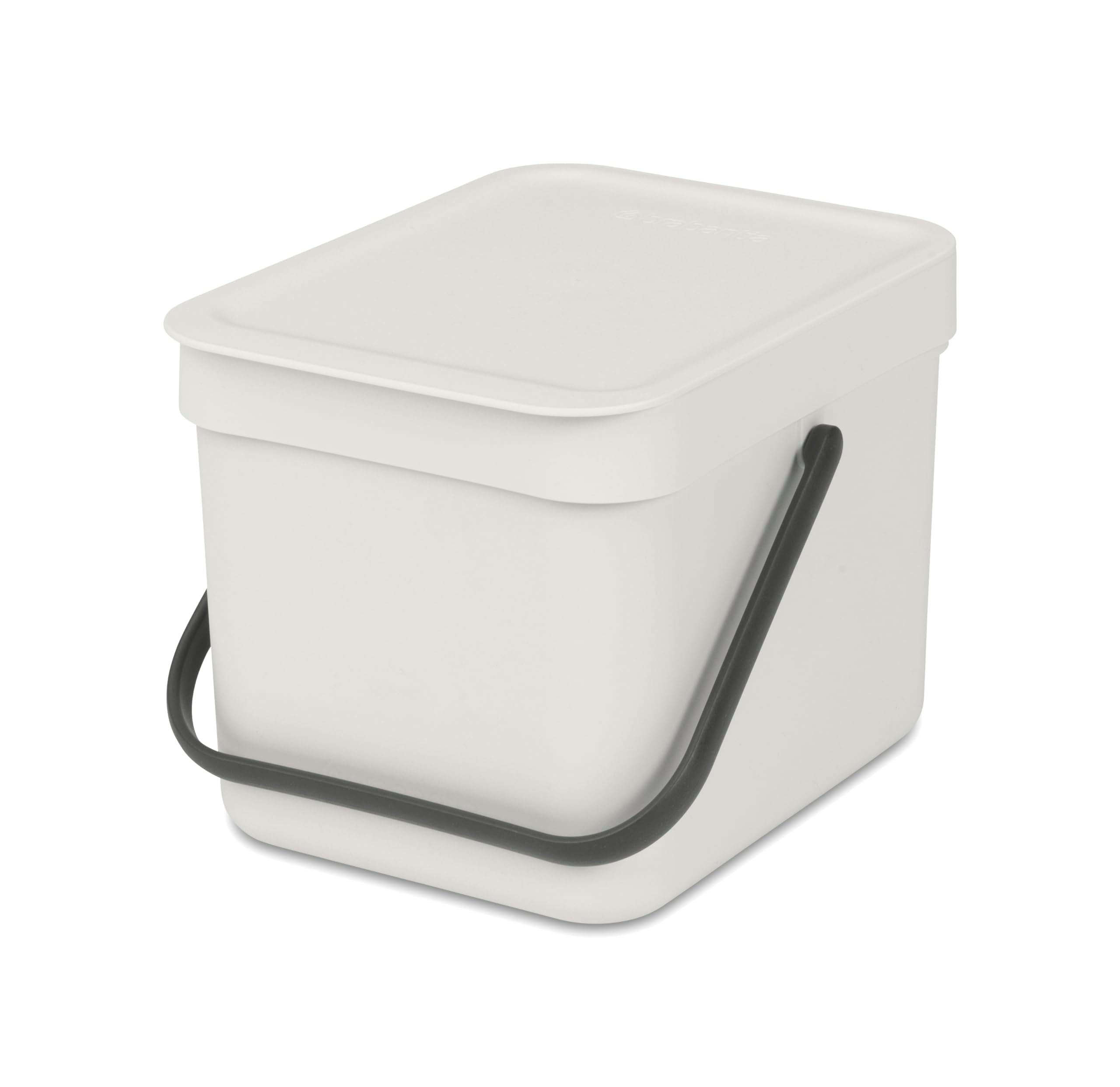 Brabantia Sort & go Food Trash can (16 galLight gray) Small countertop Kitchen compost caddy with Handle & Removable Lid  Easy clean  Fixtures Included for Wallcupboard Mounting