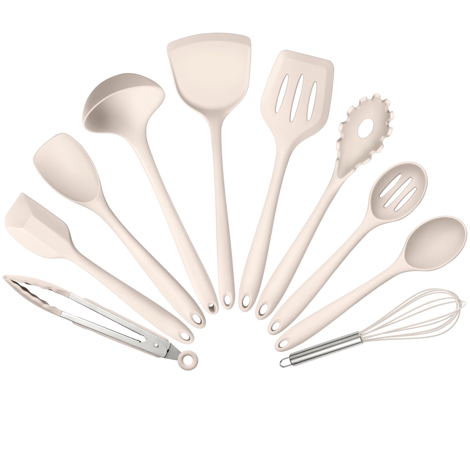 10 Pack Kitchen Utensils Set for Cooking, Leonyo Silicone Cooking Utensils Set, 446F Heat Resistant Silicone Kitchen Tool with T