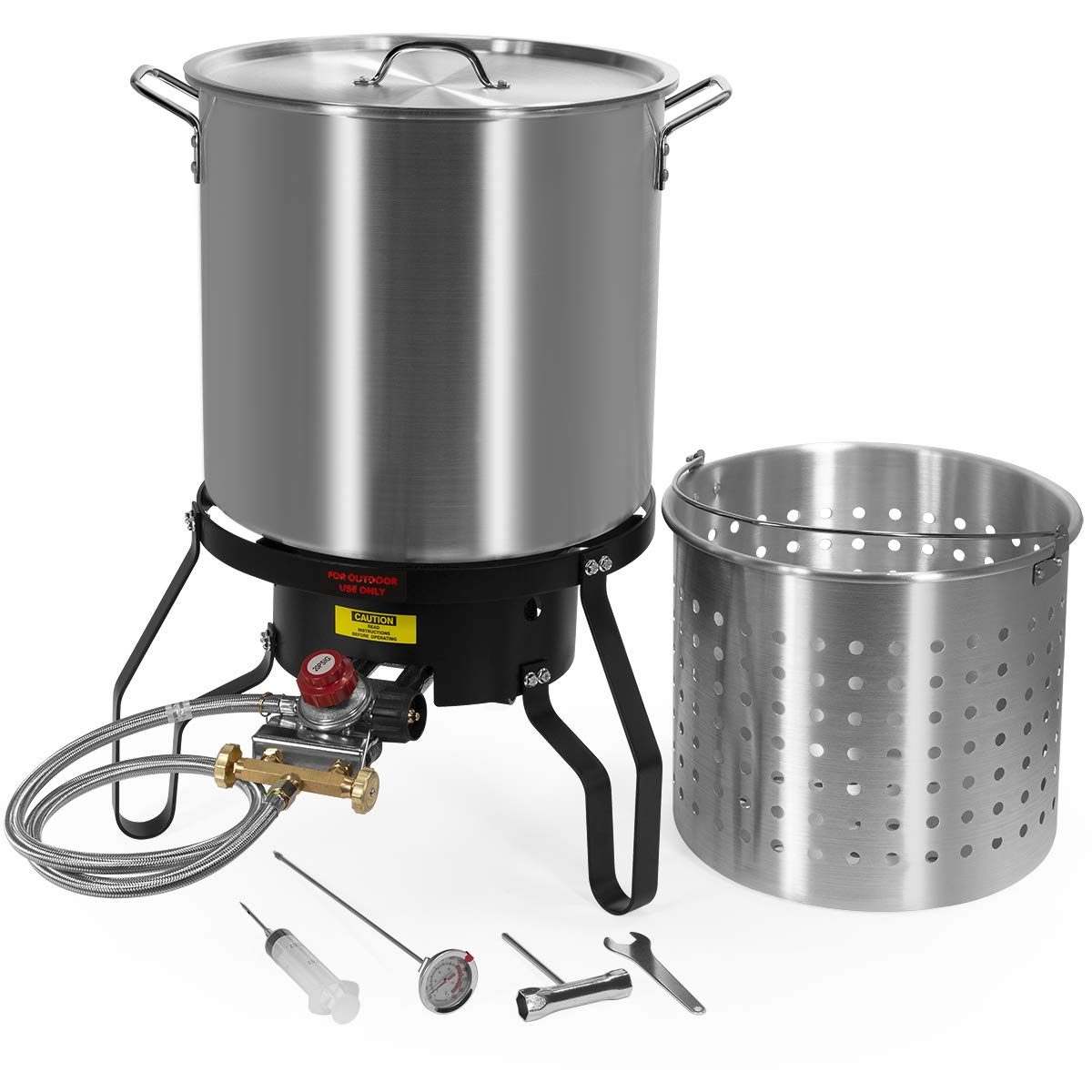 Barton 52Qt Turkey Deep Fryer W/High Pressure Burner All Purpose Aluminum 80,000 Btu Outdoor Boiler Roaster Clam Bake Crawfish P