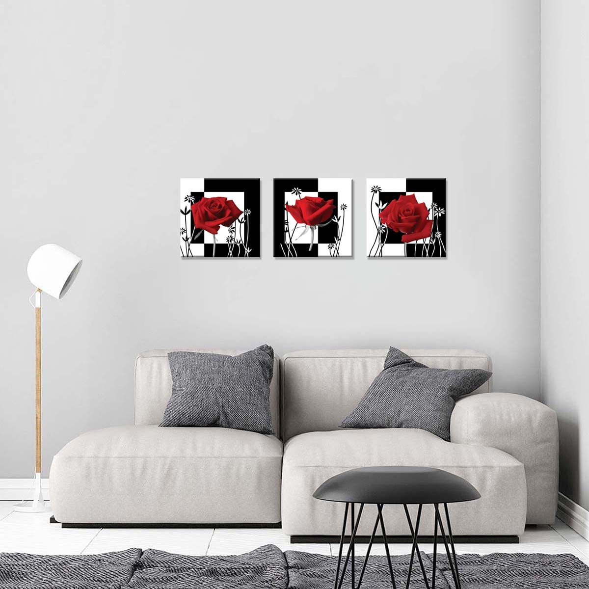 Nan Wind 3 Pc Red Rose Wall Decor Black And White Red Rose Pictures For Wall Canvas Art Red Bedroom Decor Red Wall Art Flower Pi
