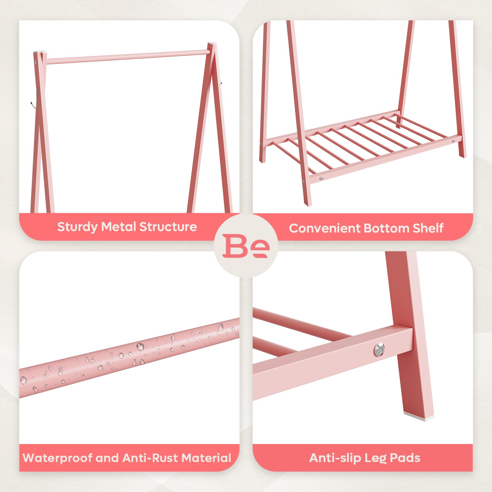 Bestier Kids Clothing Rack - Kids Costume Garment, Bottom Storage Shelf, Small Metal Dress Up Rack For Baby, Toddler, Children,