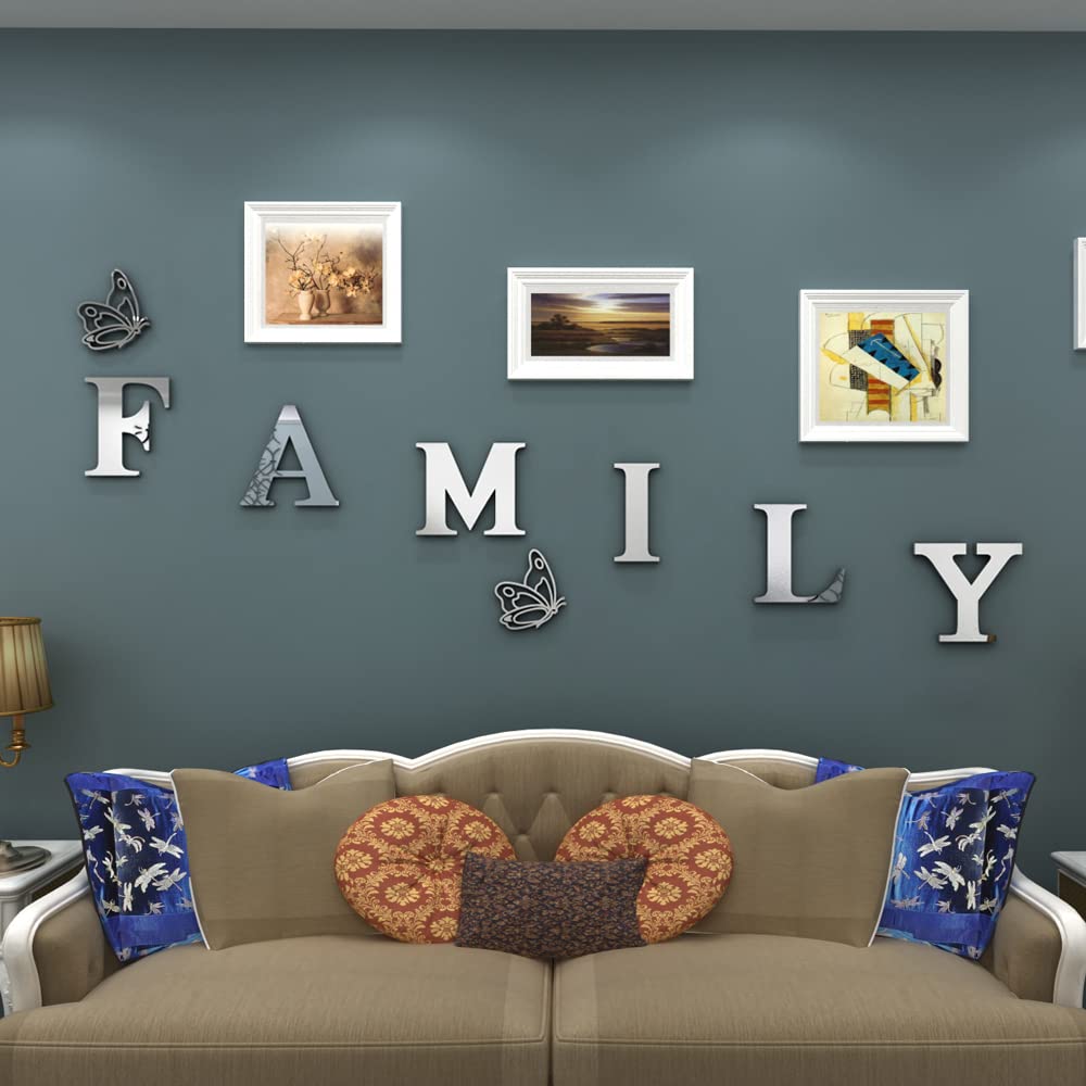 Doeean Family Wall Decor Letter Signs Acrylic Mirror Wall Stickers Wall Decorations For Living Room Bedroom Home Decor Wall Deca