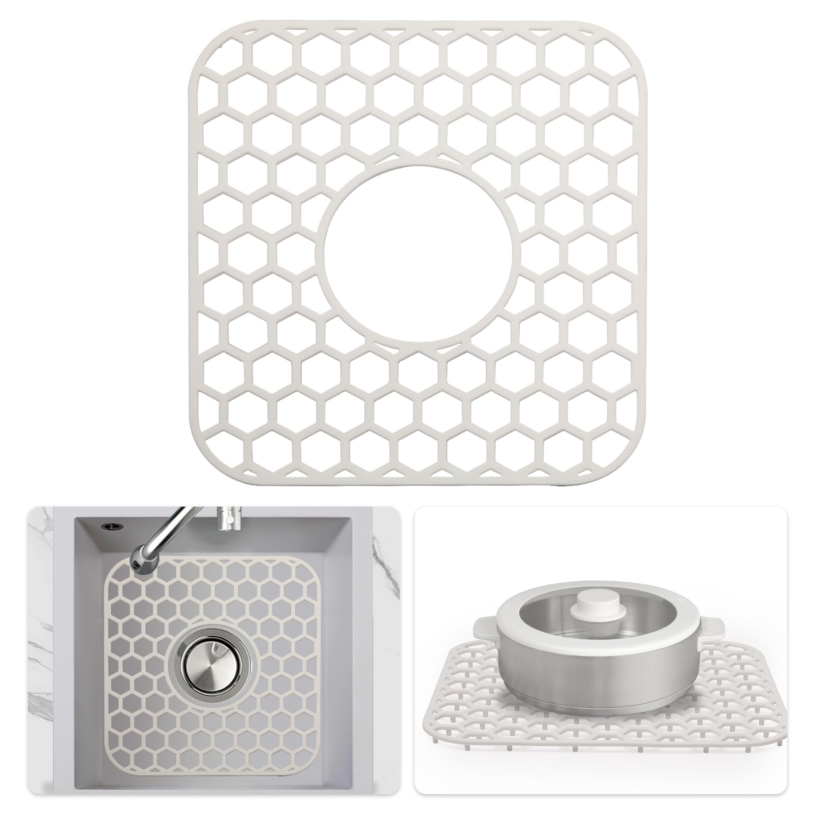 Bestjing Silicone Sink Protectors for Kitchen Sink - 12 x 11 Kitchen Grid Accessory, Non-Slip Heat-Resistant Mat for Bottom of P