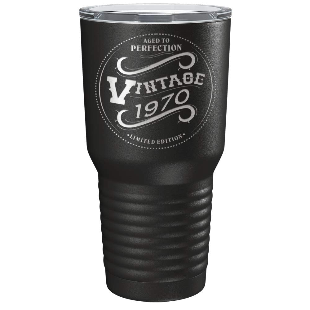 Cuptify 1970 Aged To Perfection Vintage 53Rd Birthday Gift For Men And Women 53 Years Old On Black 30 Oz Insulated Stainless Ste