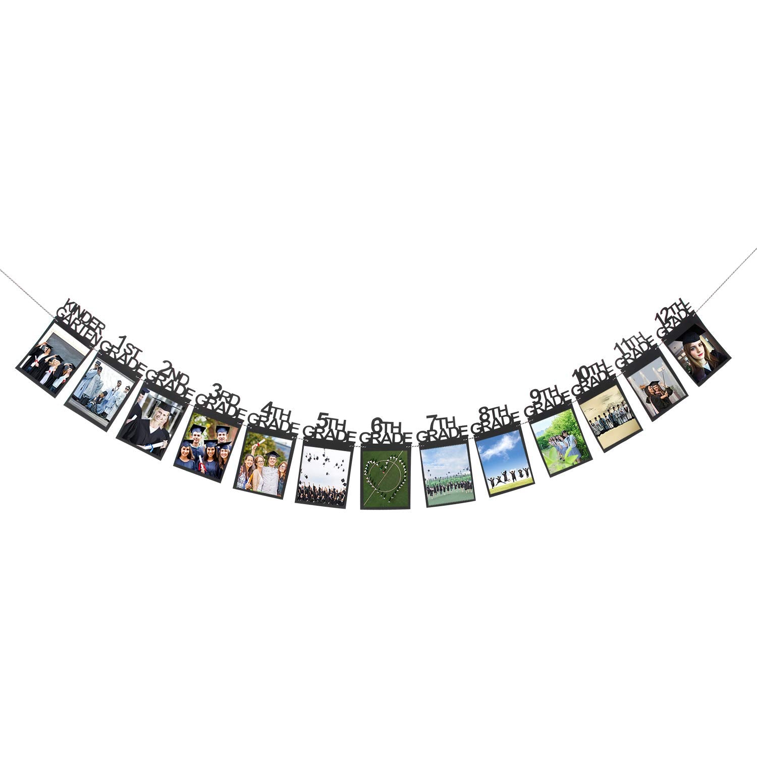 Innoru Graduation Photo Banner, Black 1St - 12Th Grade Banner Congrats Graduate Sign - Grad Photo Props Decorations Supplies