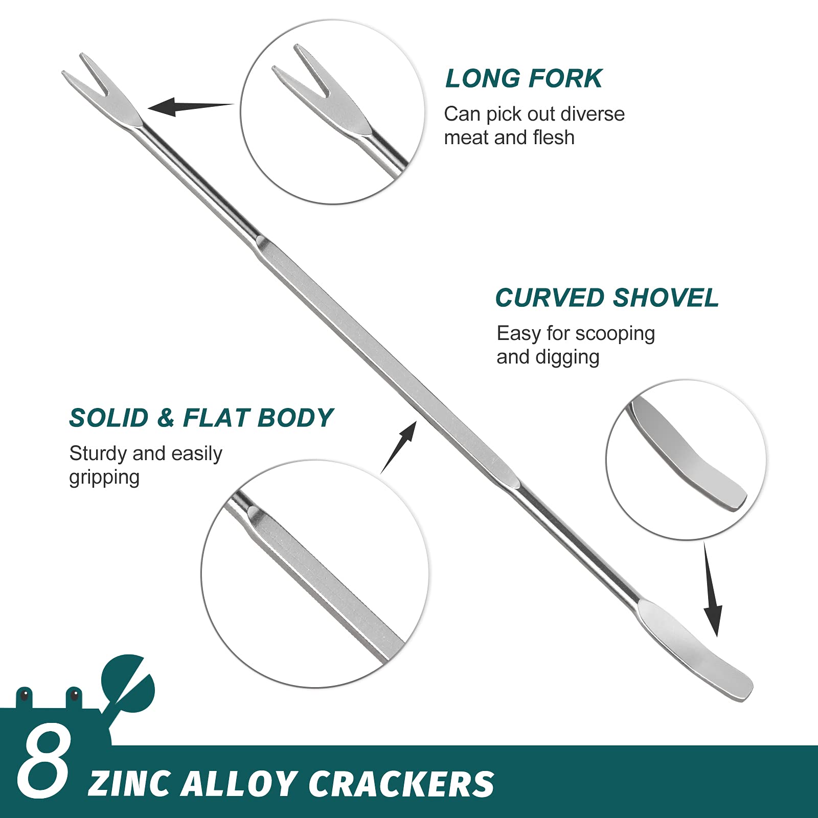 Hiware Lobster Crackers And Picks Set, 10-Piece Crab Leg Cracker Tools - Stainless Steel Seafood Crackers & Forks Nut Cracker Se