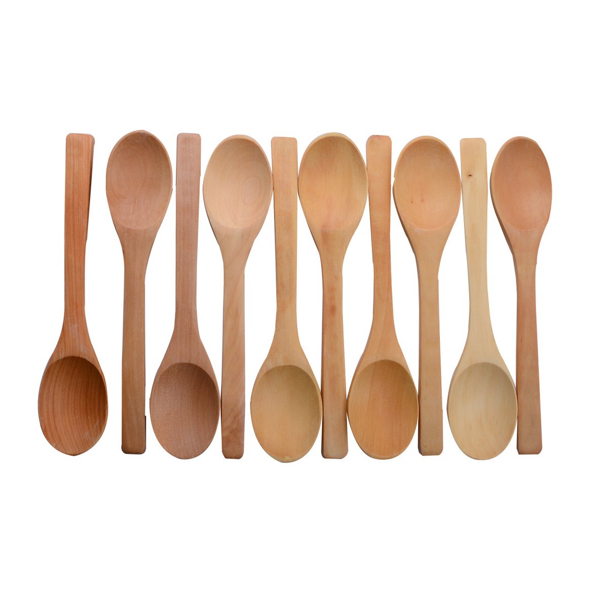 10 Pcs 7 Inch Ecofriendly Handle Long Wooden Spoons Coffee Honey Tea Stirrer Tableware