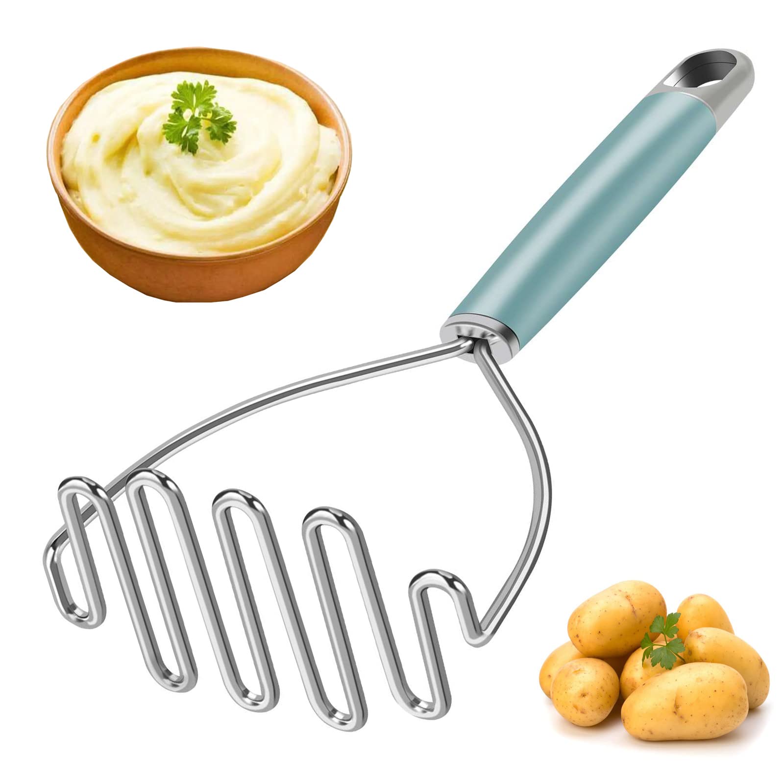 Beiya Potato Masher, Premium Masher Kitchen Tool, Heavy Duty Potato Masher Stainless Steel, Metal Wire Mashed Potatoes Masher Fo