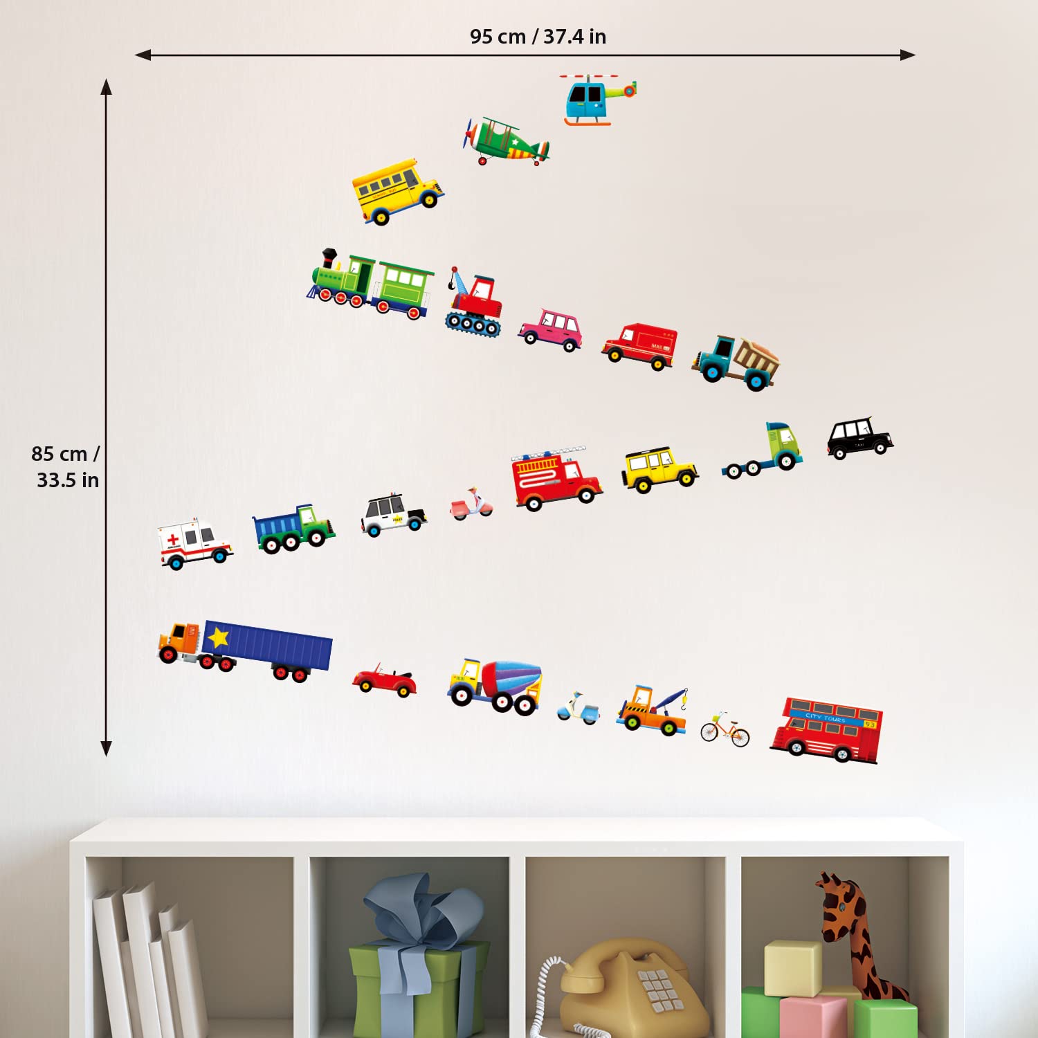 DECOWALL DS-8004 Transports Kids Wall Stickers Wall Decals Peel and Stick Removable for Kids Nursery Bedroom Living Room (Small) d?cor