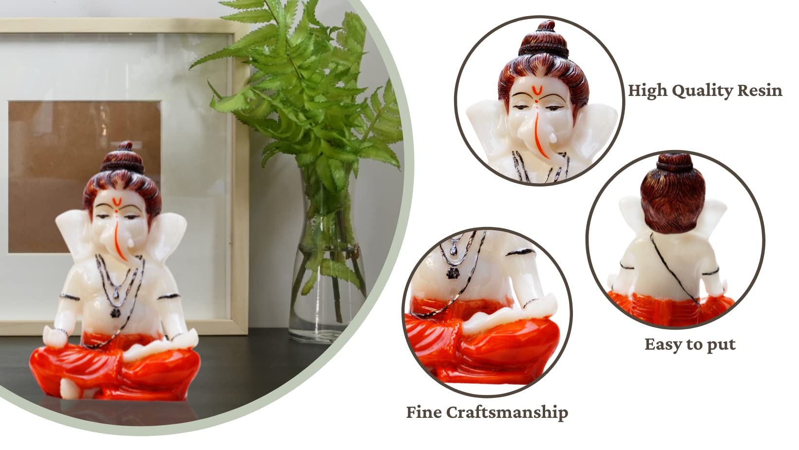 Miss Peach Lord Ganesh Ji Idol Ganesha Murti For Home Office Dcor,Orange