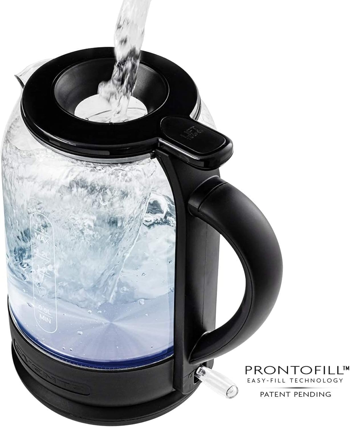 Ovente Electric Glass Kettle 1.5 Liter 1500W Instant Hot Water Boiler Heater With Prontofill Tech, Boil-Dry Protection, Automati