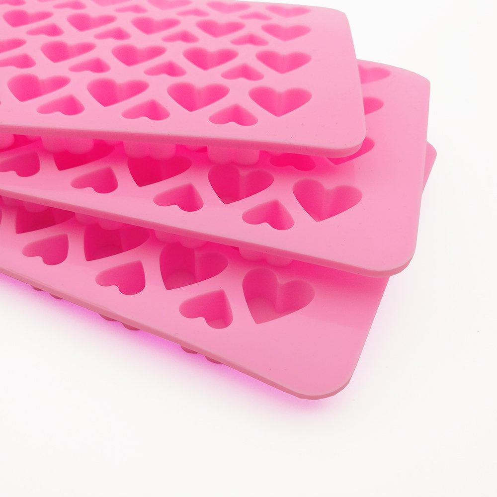 3 Pcs Candy Ice Mold, Cnymany Valentine'S Day Silicone Mini Heart Shaped Ice Cube Trays Gumdrop Jelly Chocolate Mold - Pink