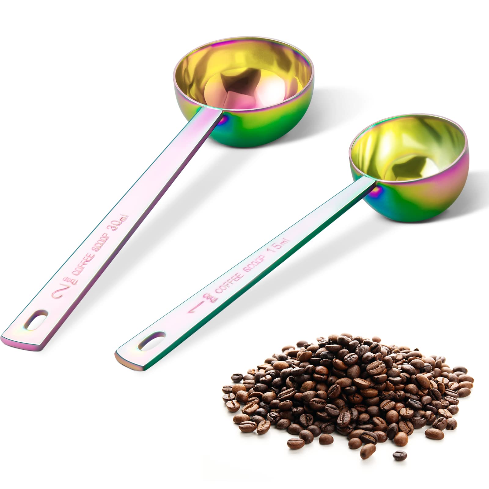 Premium Coffee Scoop Set, Set Of 2, Metal Stainless Steel Long Handle Coffee Scoop, Measuring Coffee Spoons Contains 1 Tablespoo