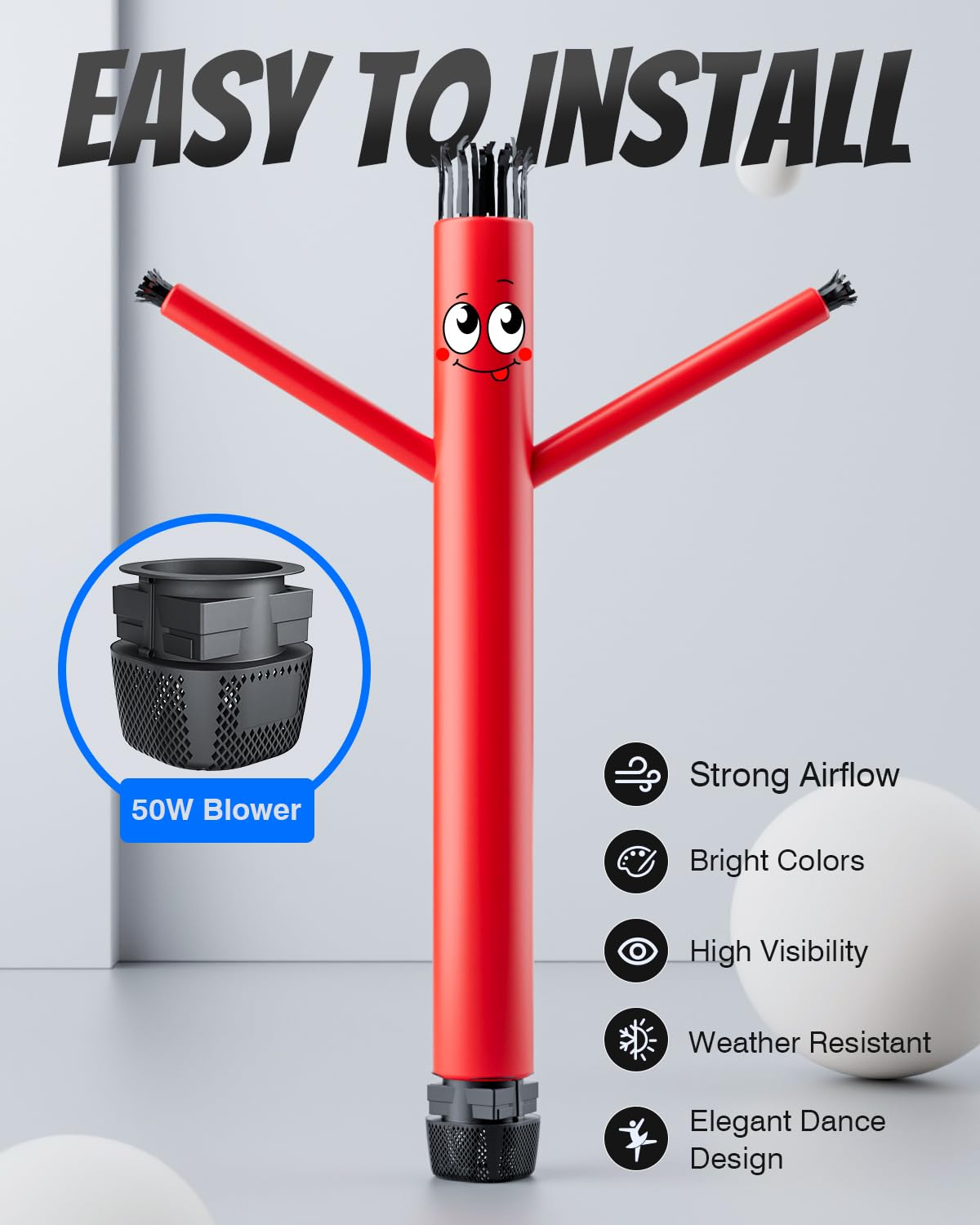 Puligoth Inflatable Tube Man with Blower: 6 FT Tall Wacky Waving Inflatable Tube Guy for Outdoor Decoration with Mini Blower Fan