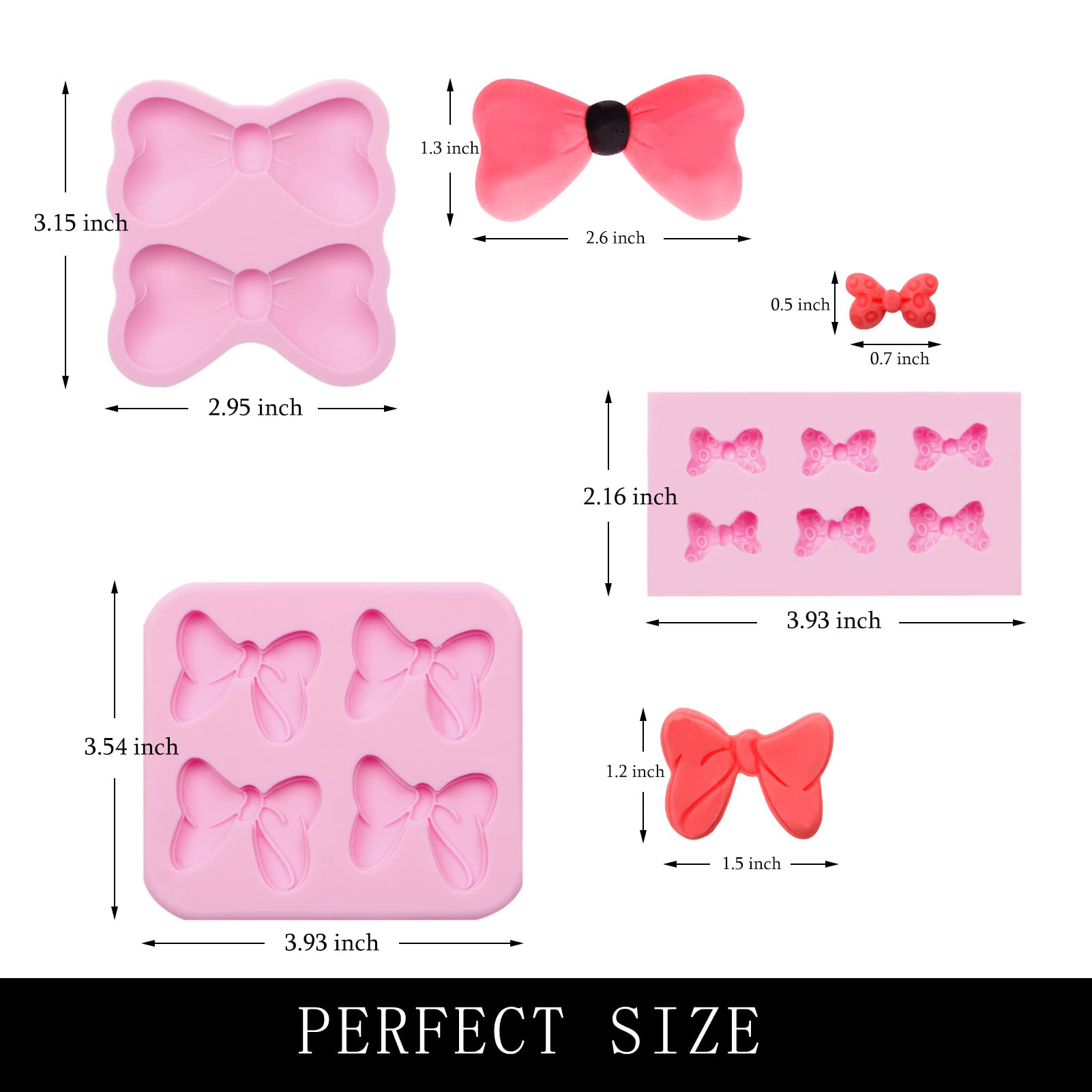 Bows Chocolate Molds, 3 Packs Of Silicone Bow Fondant Cookie Molds, For Baby Birthday Cake Decoration, Cupcake Toppers, Sugarcra