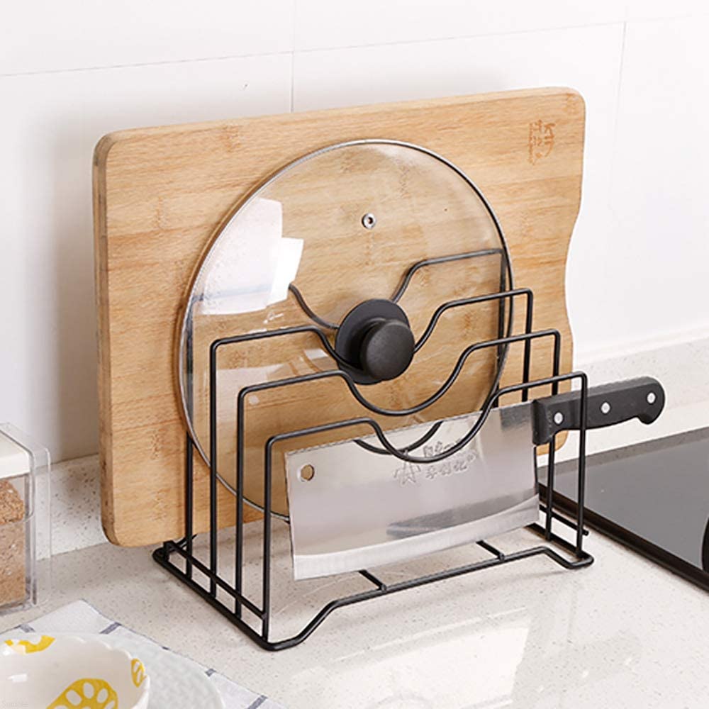 Daesyn Deal 4 Slot Multifunction Kitchen Cabinet Pan Cover Storage Rack | Plate, Pot, Lid Rack, Cutting Board Organizer For Kitc