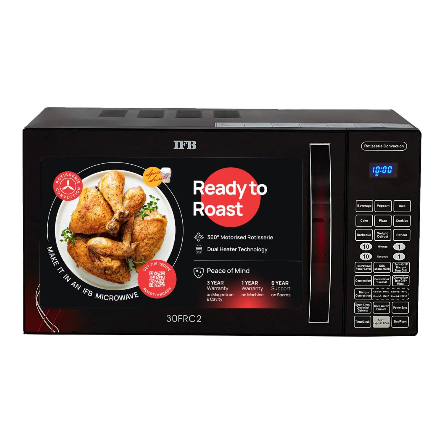 Ifb 30 L Convection Microwave Oven (30Frc2, Floral Pattern) (Black), Standard
