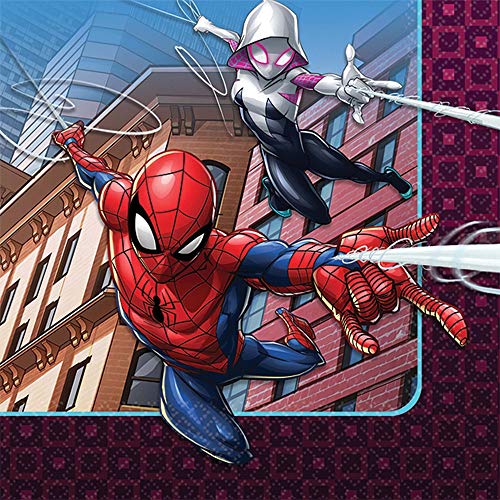 Marvelous Multicolor Spider-Man Webbed Wonder Beverage Napkins - 5'' X 5'' (Pack Of 16), Unique & Fun Design, Soft & Absorbent P