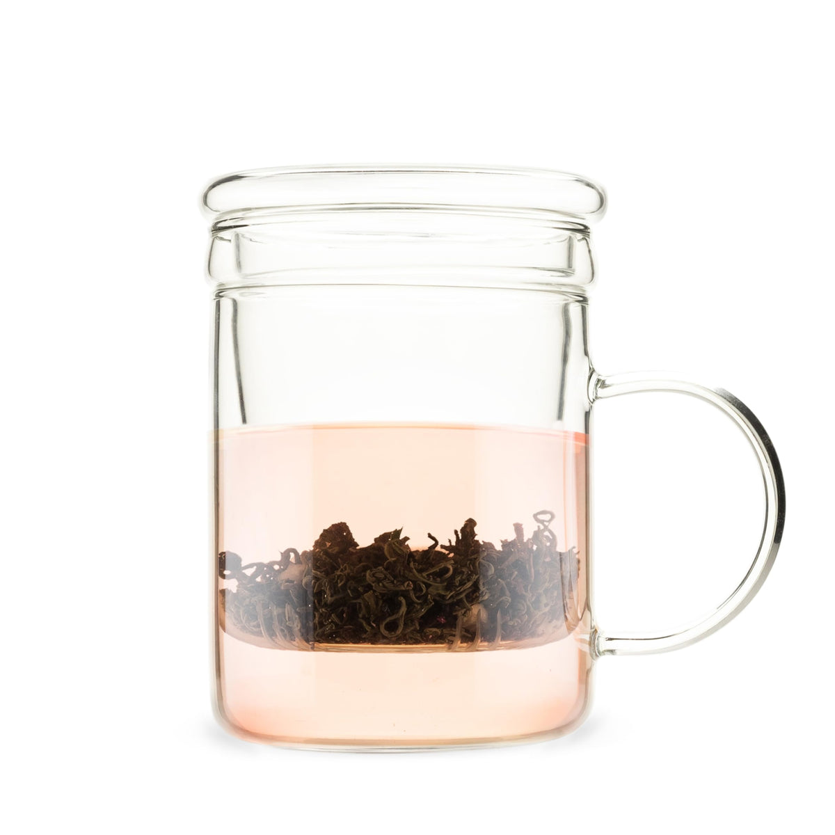 Pinky Up Blake Tea Infuser Mug With Lid, Glass Cups For Loose Leaf Or Flowering Teas, Travel Mugs, Home Office, Picnic, Camping,