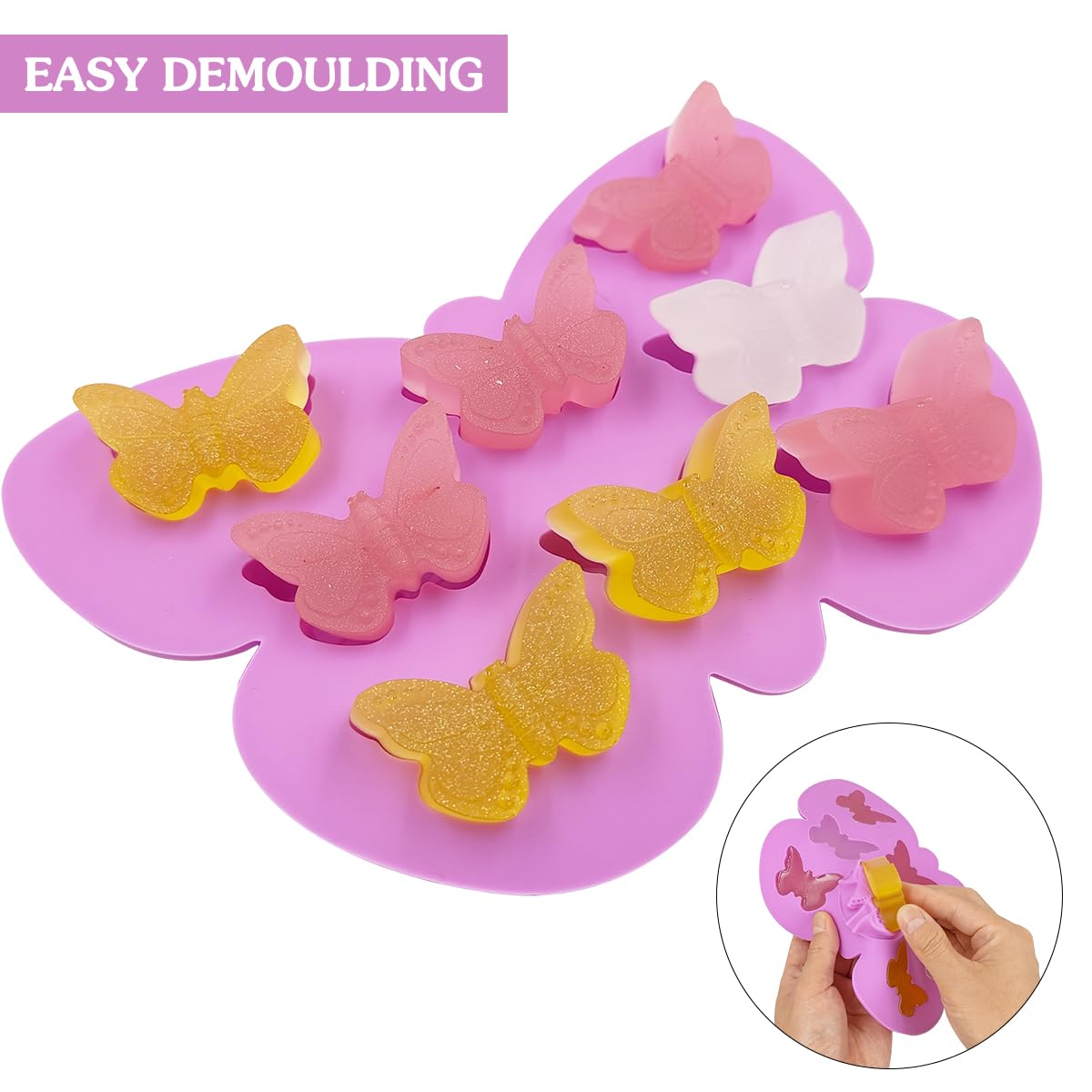3 Pcs Butterfly Mold Silicone,Yucool Chocolate Candy Gummy Baking,Butterfly Ice Cube Tray,Butterfly Chocolate Mold,Pudding,Soap,