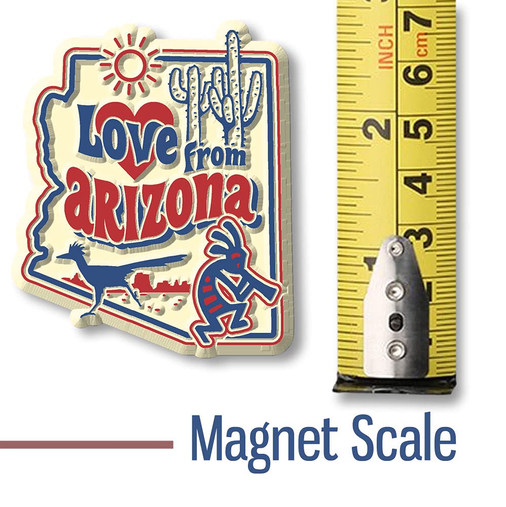 Love From Arizona Vintage State Magnet By Classic Magnets, Collectible Souvenirs Made In The Usa, 2.1'' X 2.5''