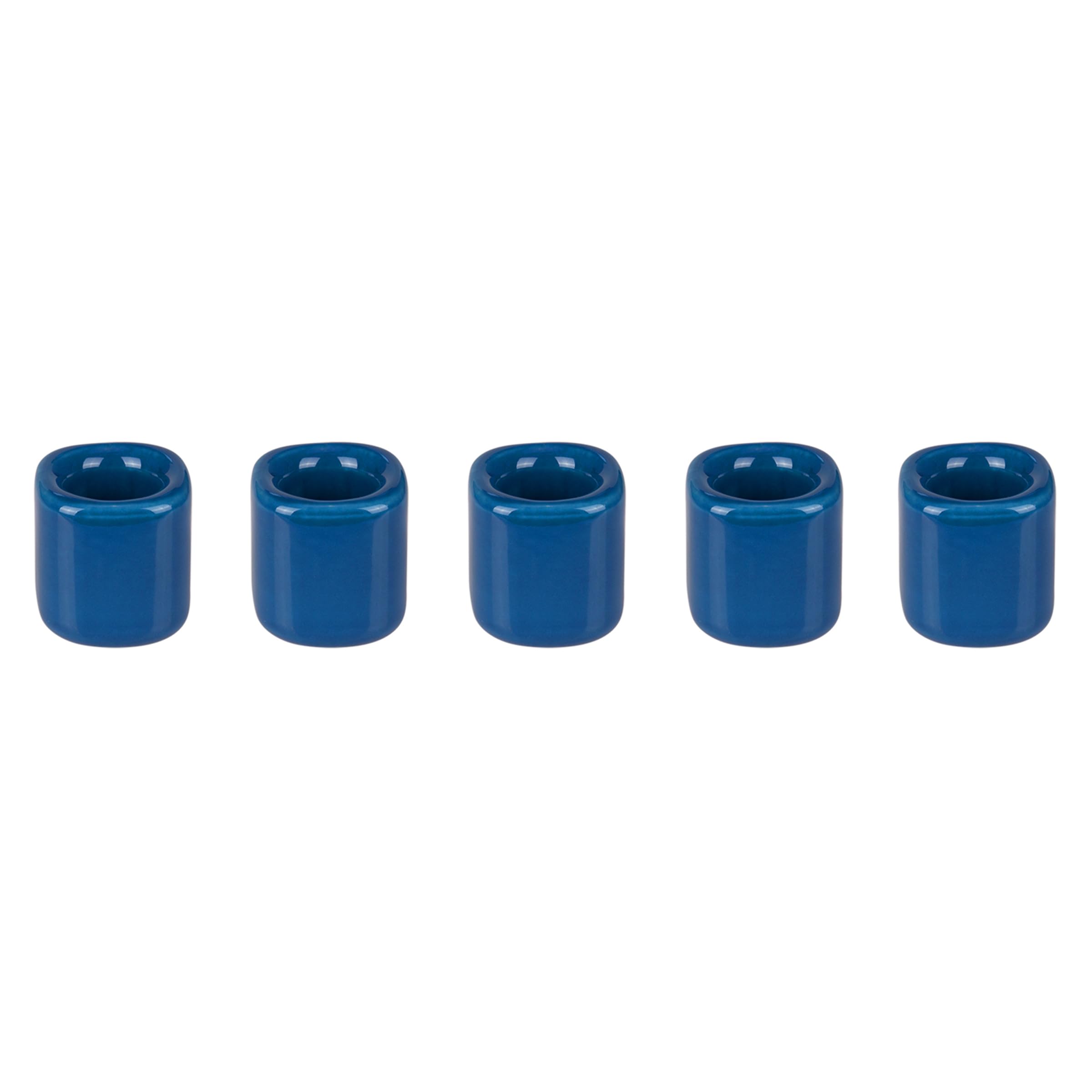 Mega Candles 5 pcs Dark Blue 1/2 Inch Diameter Ceramic Chime Ritual Spell Candle Holders, Great for Casting Chimes, Meditation, 