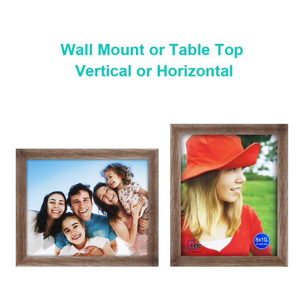 RPJC 8x10 Picture Frames Made of Solid Wood High Definition Glass for Table Top Display and Wall Mounting Photo Frame Carbonized