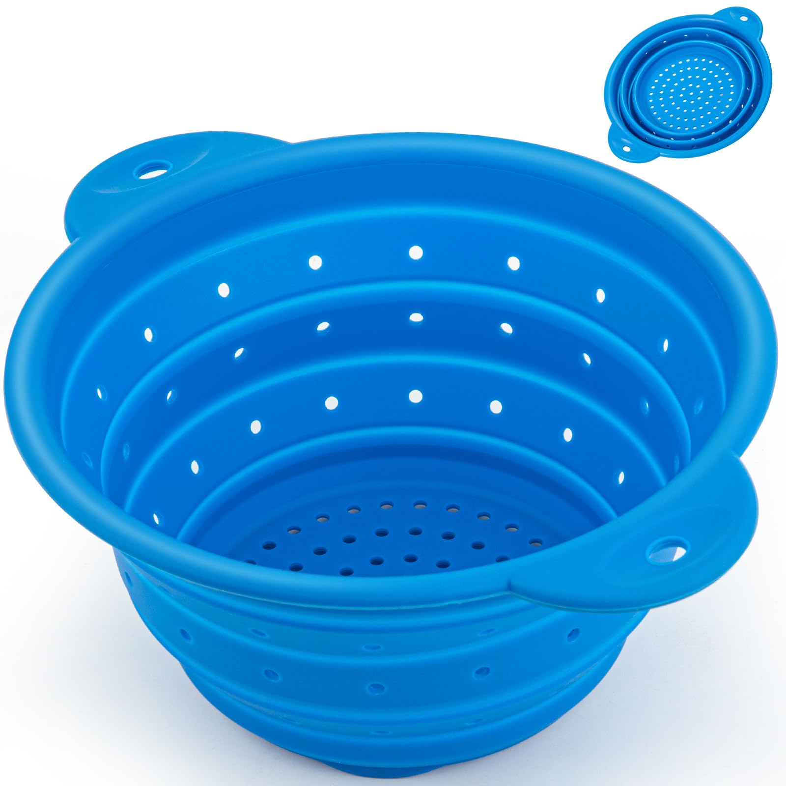 Yqlinnn Collapsible Colander, Food Grade Silicone Kitchen Strainer Diameter Sizes 7.48 Inches Perfect For Draining Pasta, Vegeta