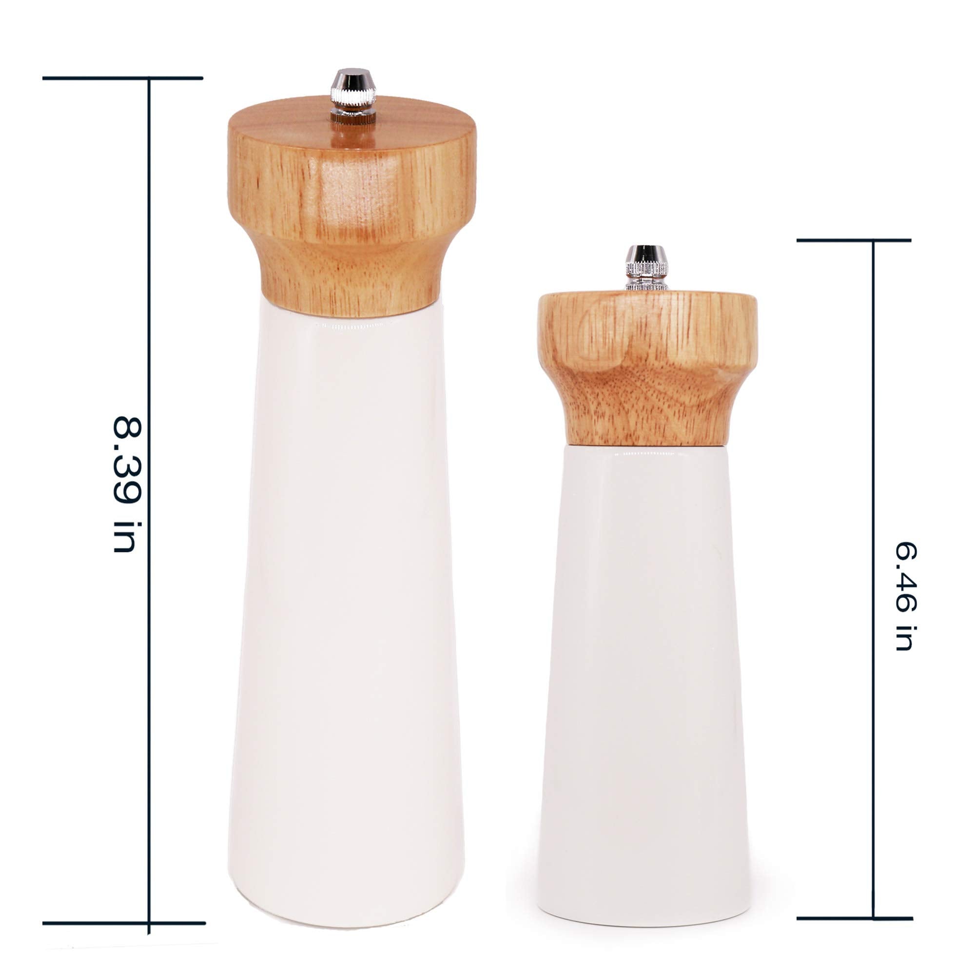 Wooden Salt And Pepper Grinder Set, Sustainable Cherry Wood, Elegant Lighthouse Sea Salt Grinder And Black Pepper Mill Set For S