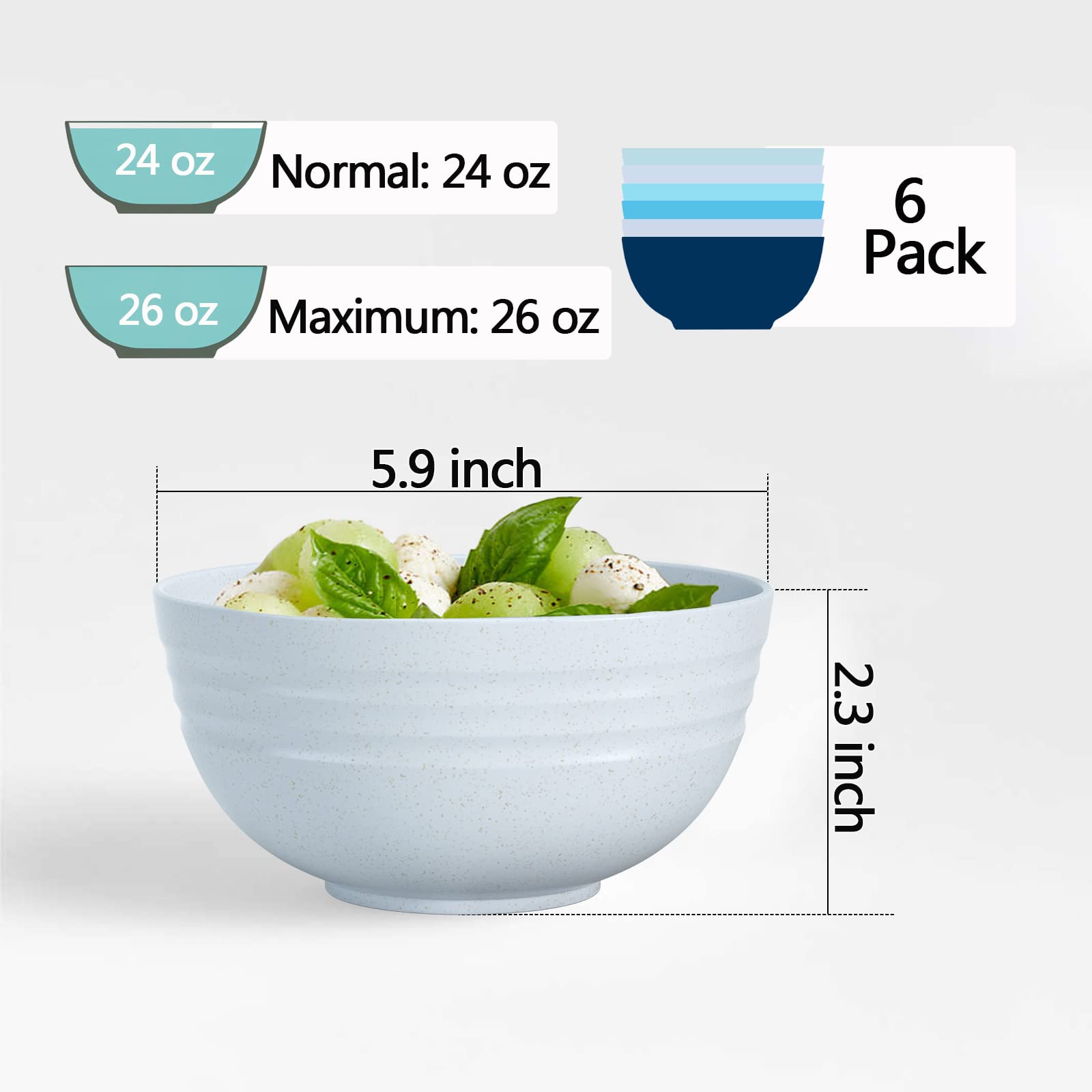 Homestockplus Unbreakable Cereal Bowls 24 Oz Microwave And Dishwasher Safe Bpa-Free Eco-Friendly Wheat Straw Bowl Assorted Color