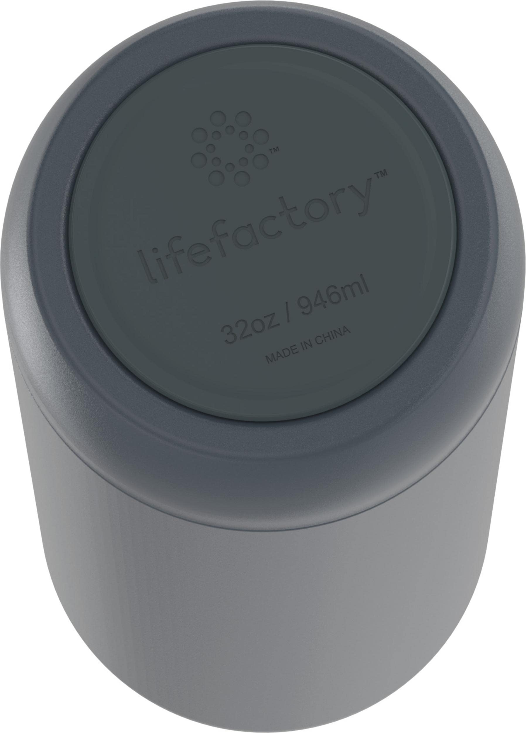 LIfeFactory Stainless Steel Vacuum-Insulated Sport Bottle  32 Ounce  Carbon