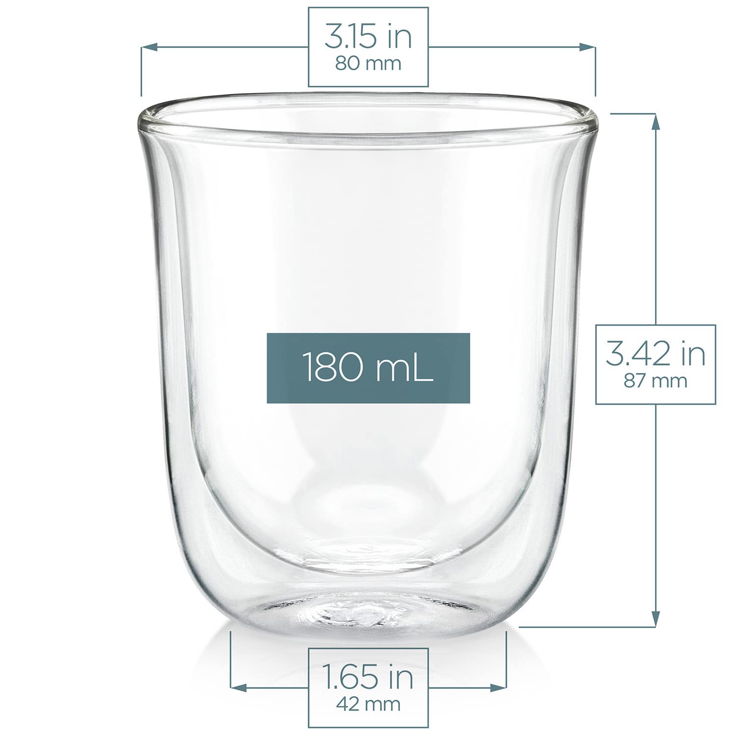 Teabloom Tulip Insulated Glasses For Tea, Espresso And Other Beverages - Double Walled Heatproof Glass Maintains Drinks Hot/Cold