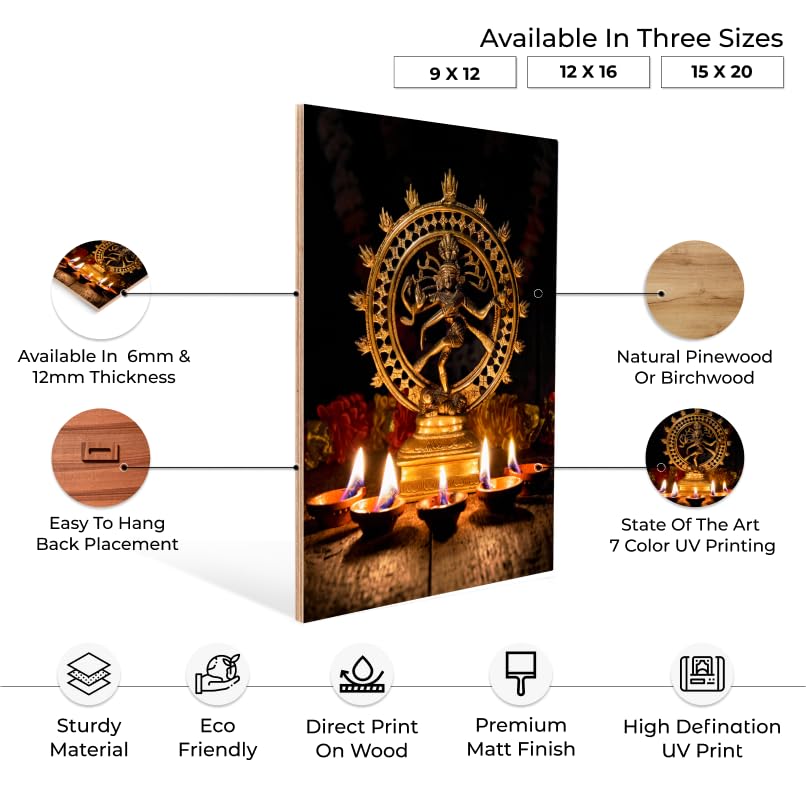 Chalk My Theme Natraj Idol Wood Print Wall Art Home Decor, Living Room, Bedroom, Cafe, Room Painting For Wall Decoration -9 x 12