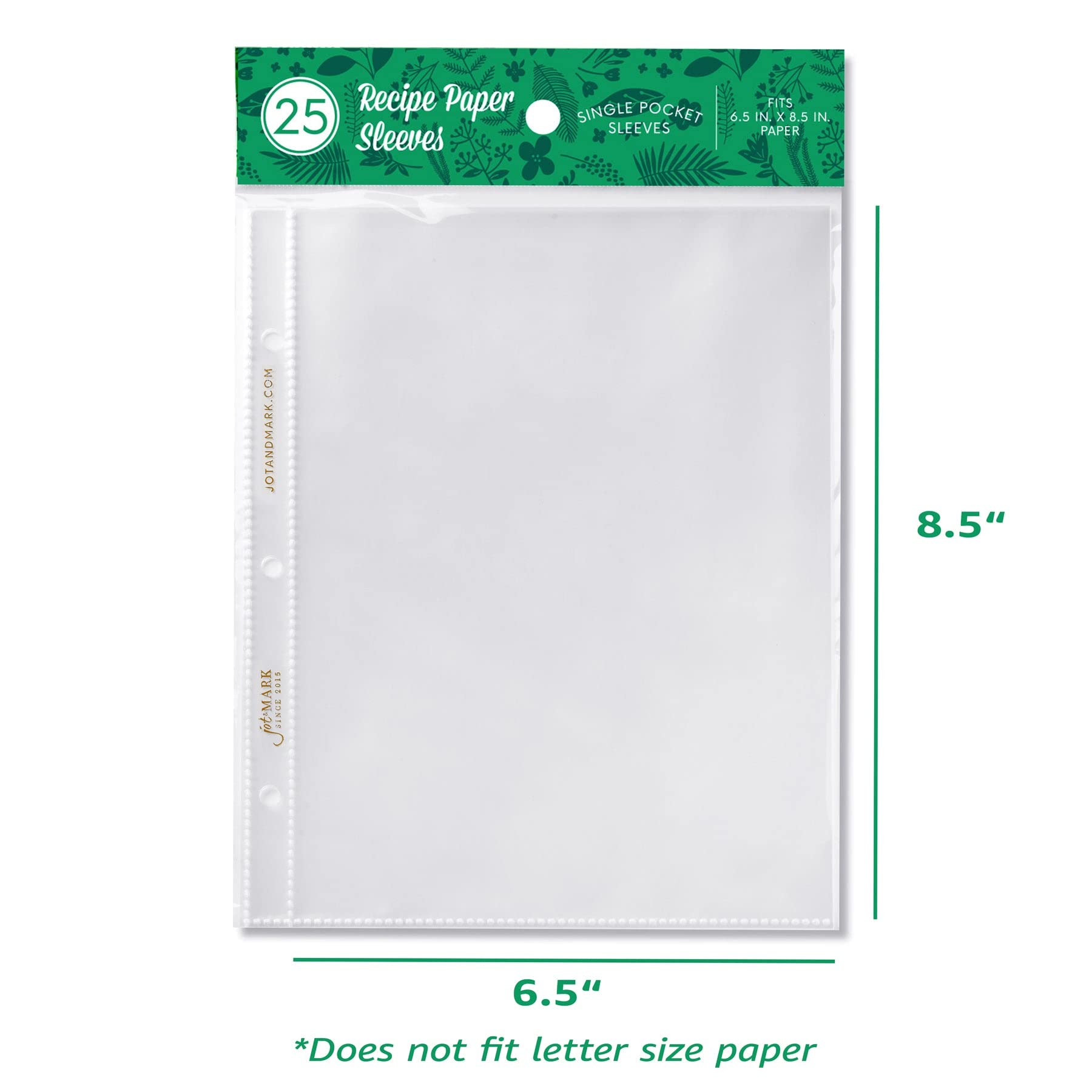 Jot & Mark Binder Page Protectors For 4X6 Recipe Cards Or Photos (25 Count) | Crystal Clear Plastic Archival Sleeves Fit 3 Ring