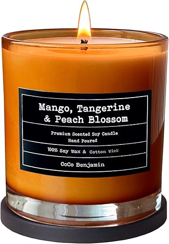 100% Soy  Highly Scented  Hand Poured Soy Candle  8.1 oz (Mango Tangerine Tonka)