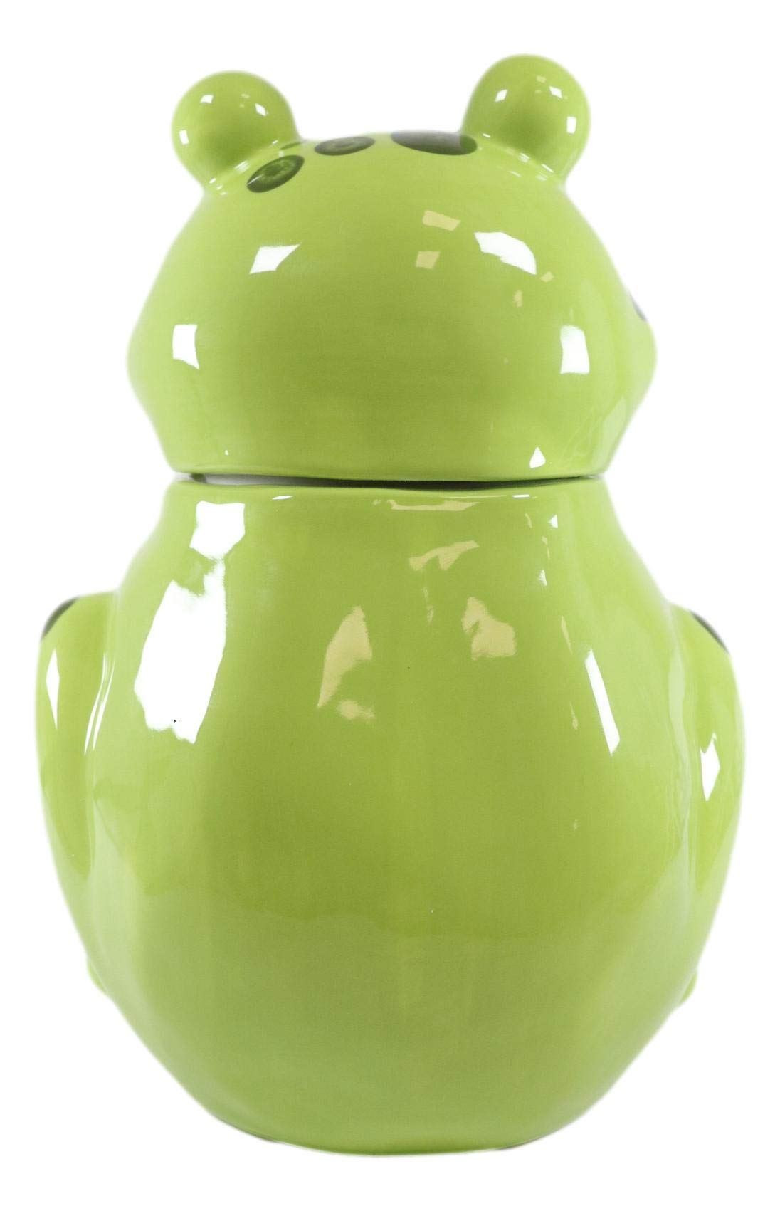 Ebros Whimsical Froggie Croak The Green Spotted Frog Ceramic Cookie Jar Container Figurine 8'' Tall Animal Amphibians Toads Frog