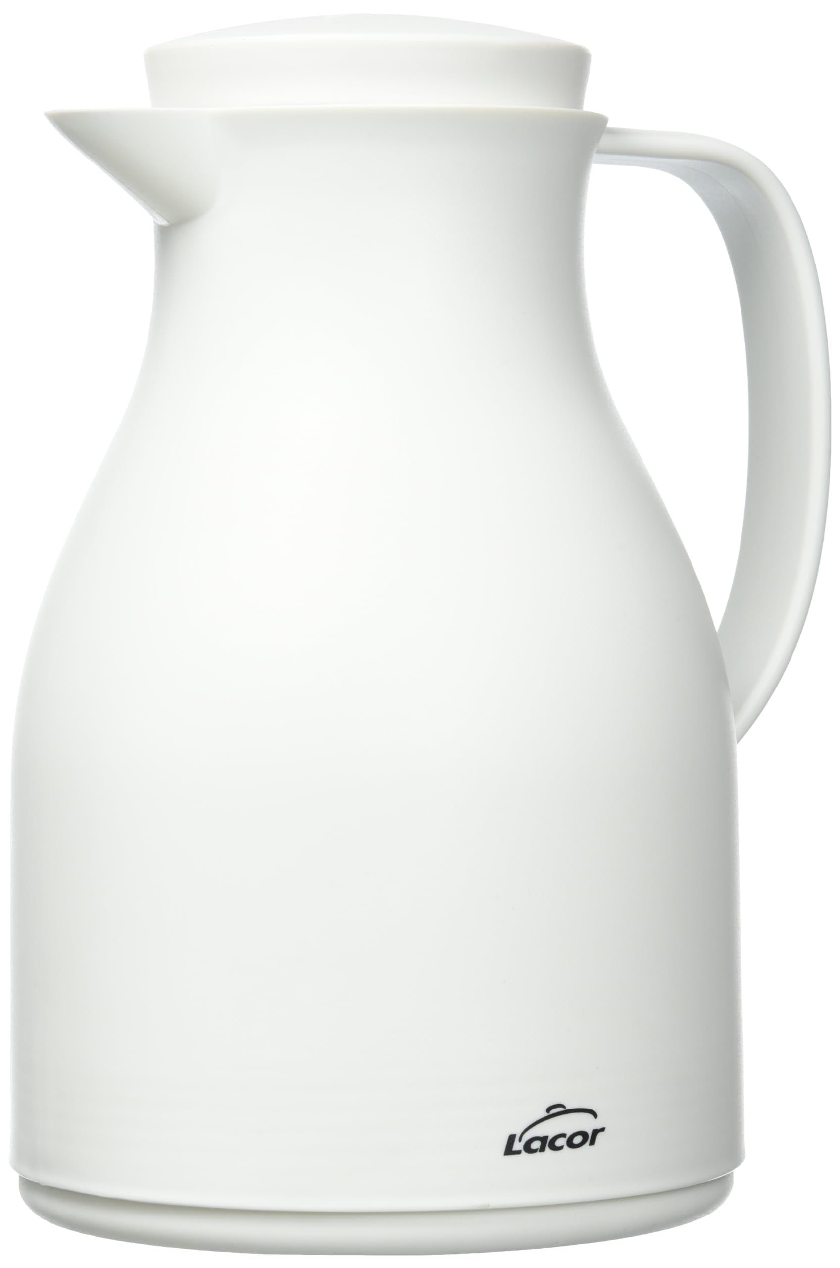 Lacor 62575 62575 BPAFree Thermos Jug with Double Wall and Glass Coating Inside, Matte White, 1.00 L, Polypropylene